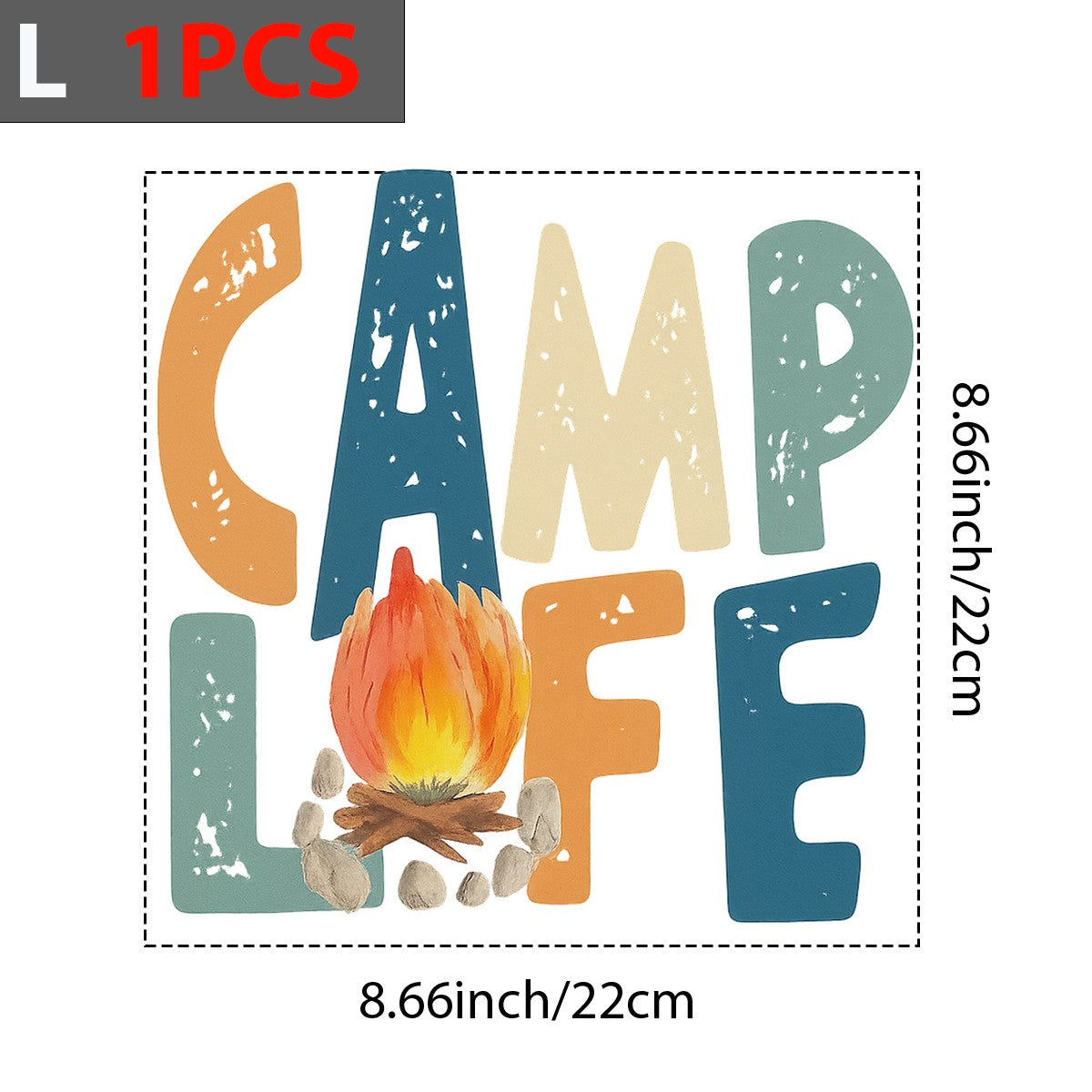 DTF Heat Transfer Iron On Sticker Camp Life with Campfire Graphic for Outdoor Adventure T Shirts Hoodies Bags and Home Decor - 7