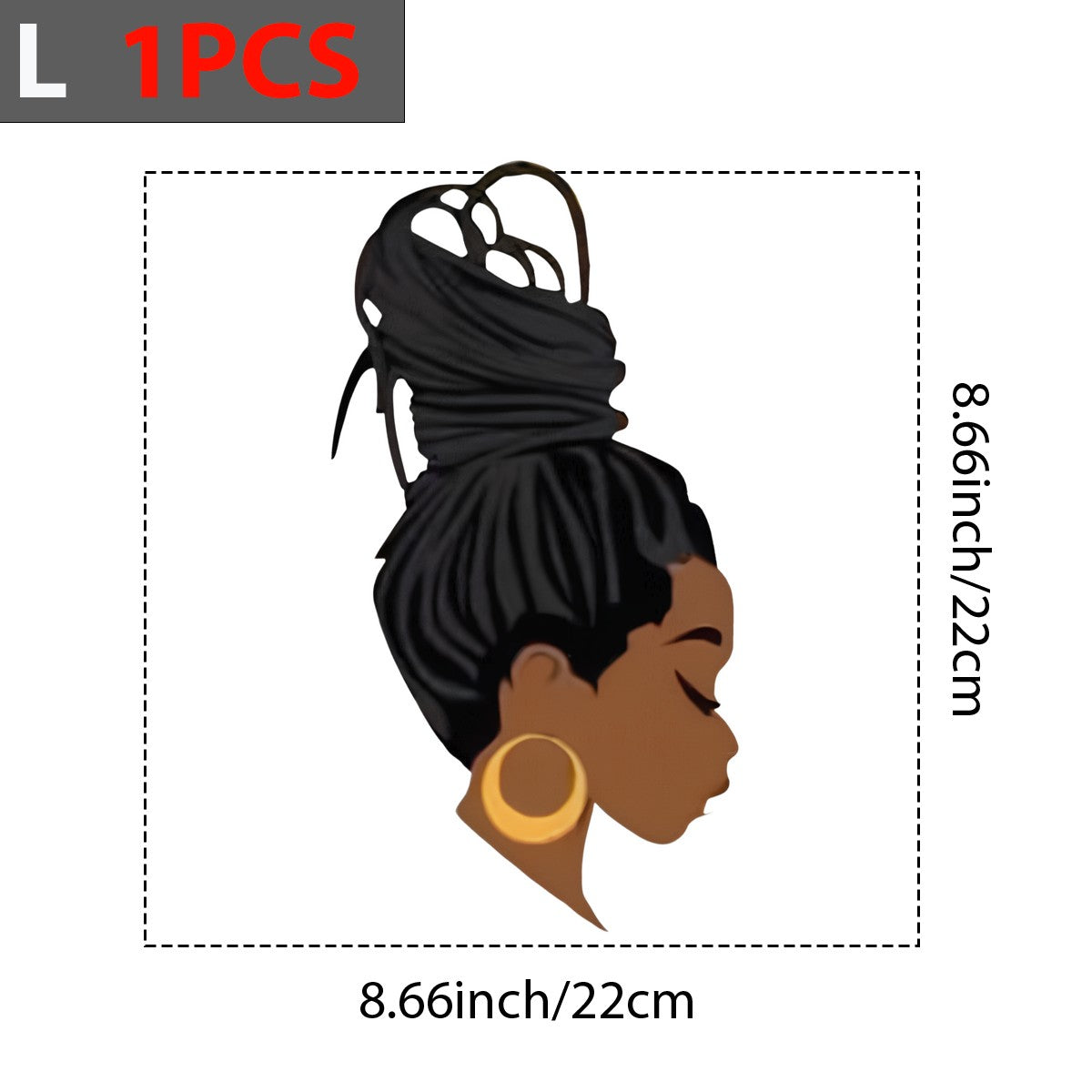 DTF Heat Transfer Iron On Sticker African American Woman Portrait with Bold Earrings for Apparel Bags Jackets Home Decor and Fall Fashion - 7
