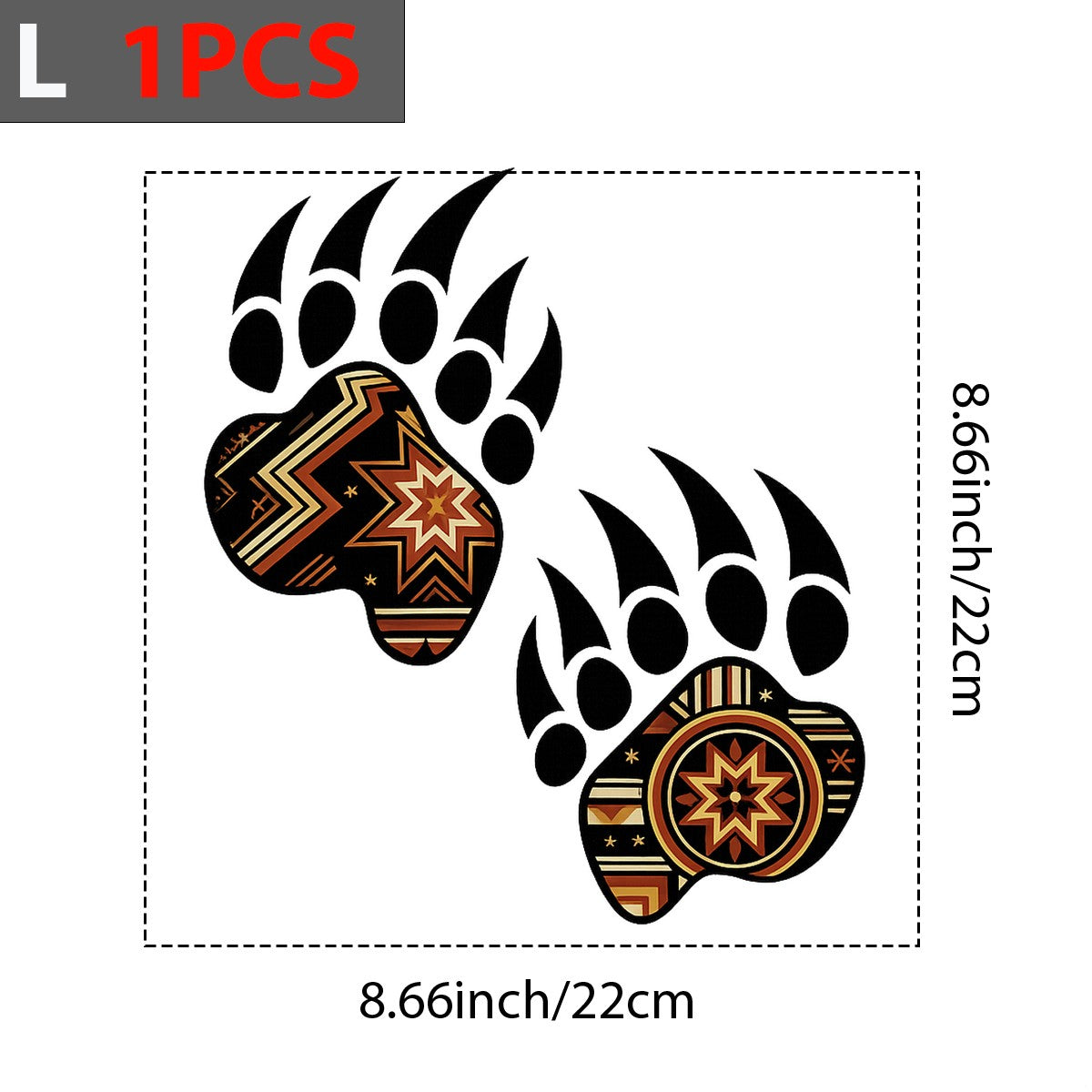 DTF Heat Transfer Iron On Sticker Tribal Bear Paw Print Pattern for Halloween Decorations T Shirts Hoodies Bags and Home Decor - 7