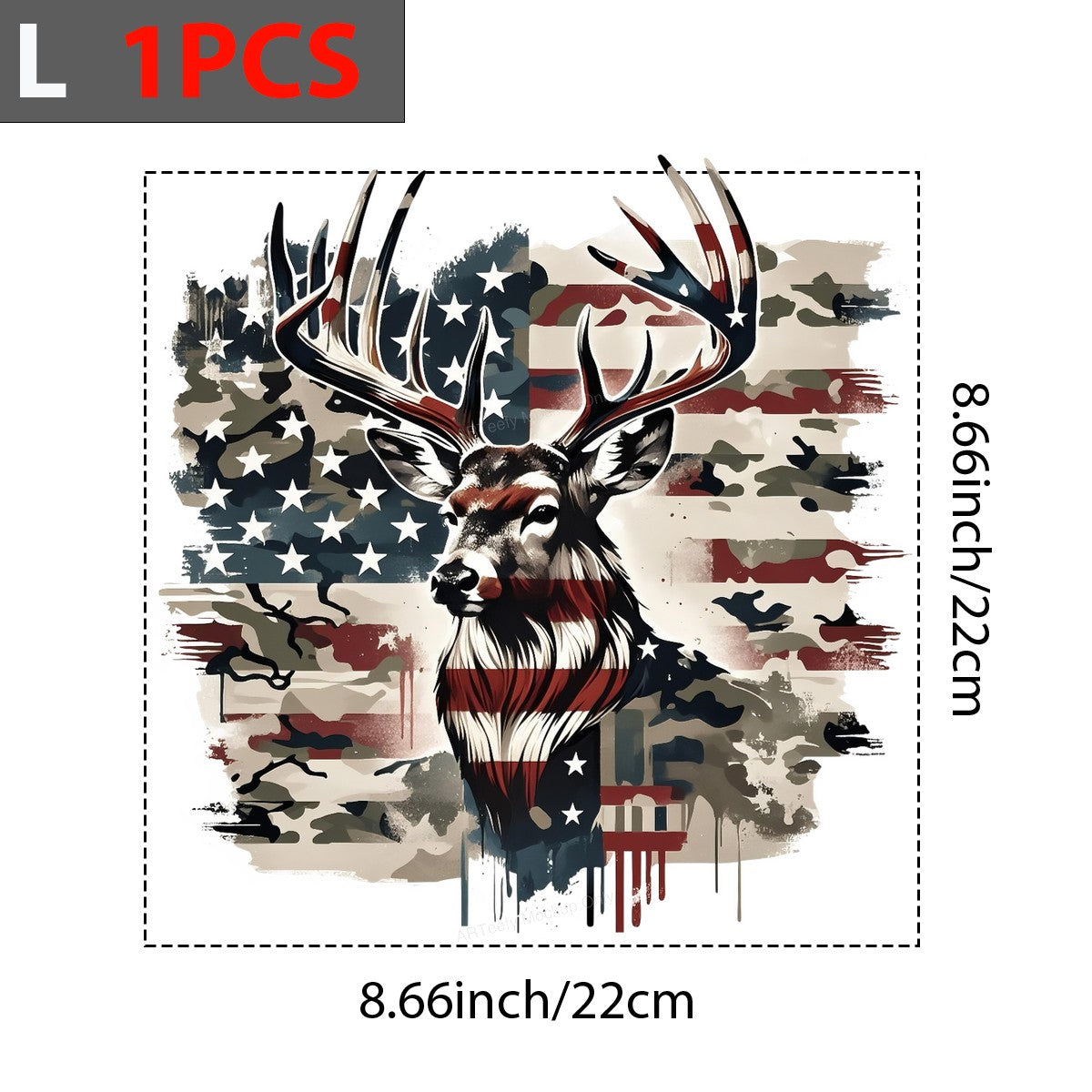DTF Heat Transfer Patriotic Deer with American Flag Camo Graphic for T Shirts Hoodies and Hunting Apparel - 7