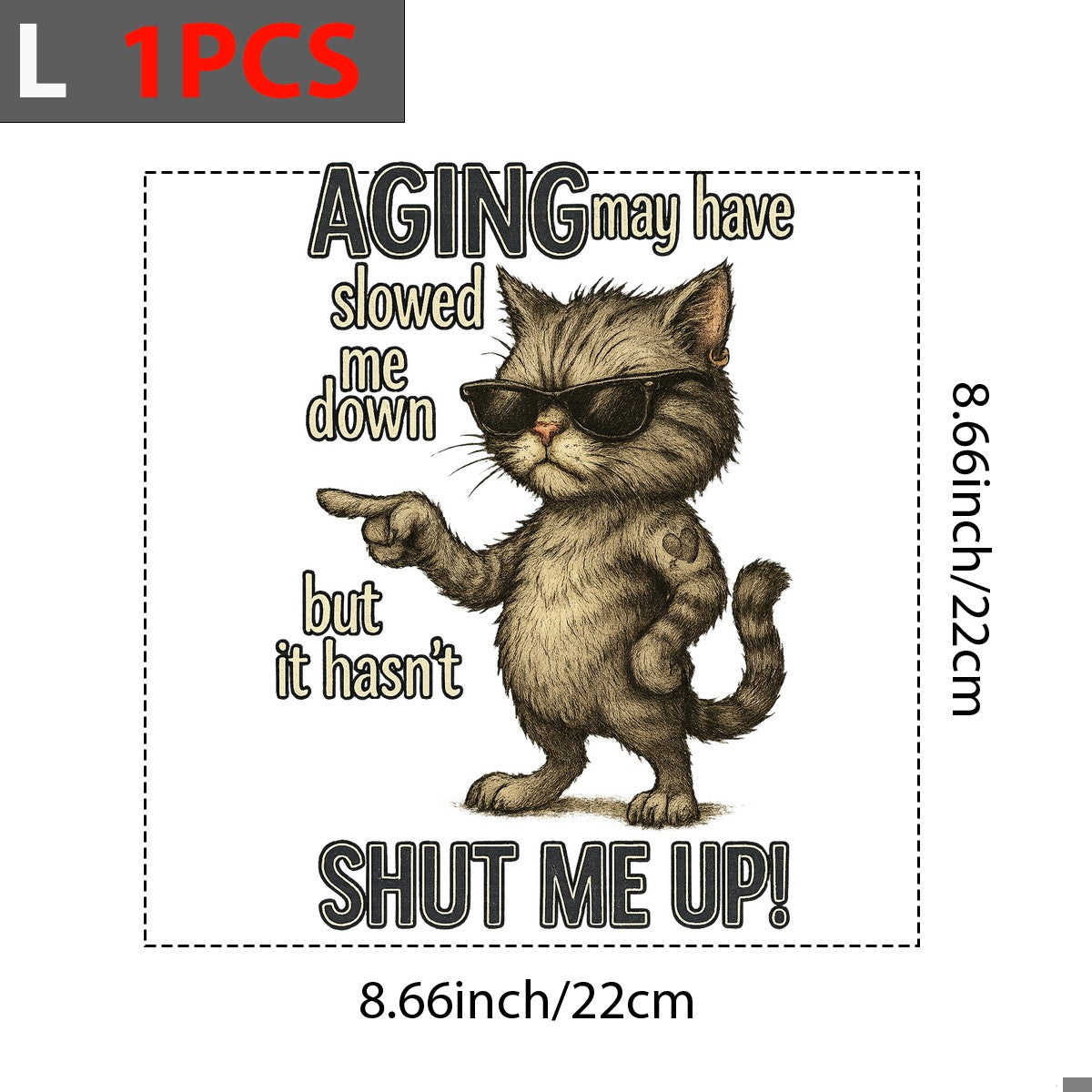 DTF Heat Transfer Iron On Sticker Cool Cat with Sunglasses and Funny Quote for Apparel T Shirts Bags and Home Decor - 7