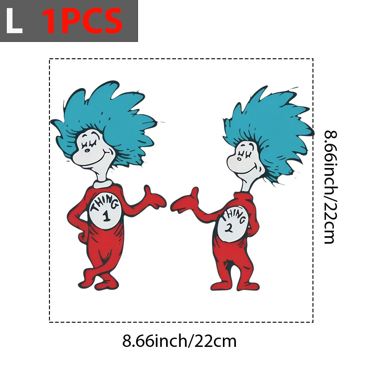 DTF Heat Transfer Iron On Sticker Thing One and Thing Two Characters in Red Suits for Halloween Party Favors T Shirts Hoodies Bags and Home Decor - 7