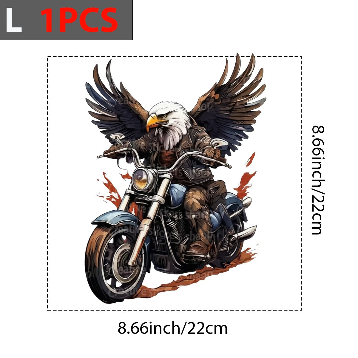 DTF Heat Transfer Iron On Sticker Bald Eagle Riding Motorcycle Graphic for Patriotic Apparel Biker Jackets Bags and Home Decor - 7
