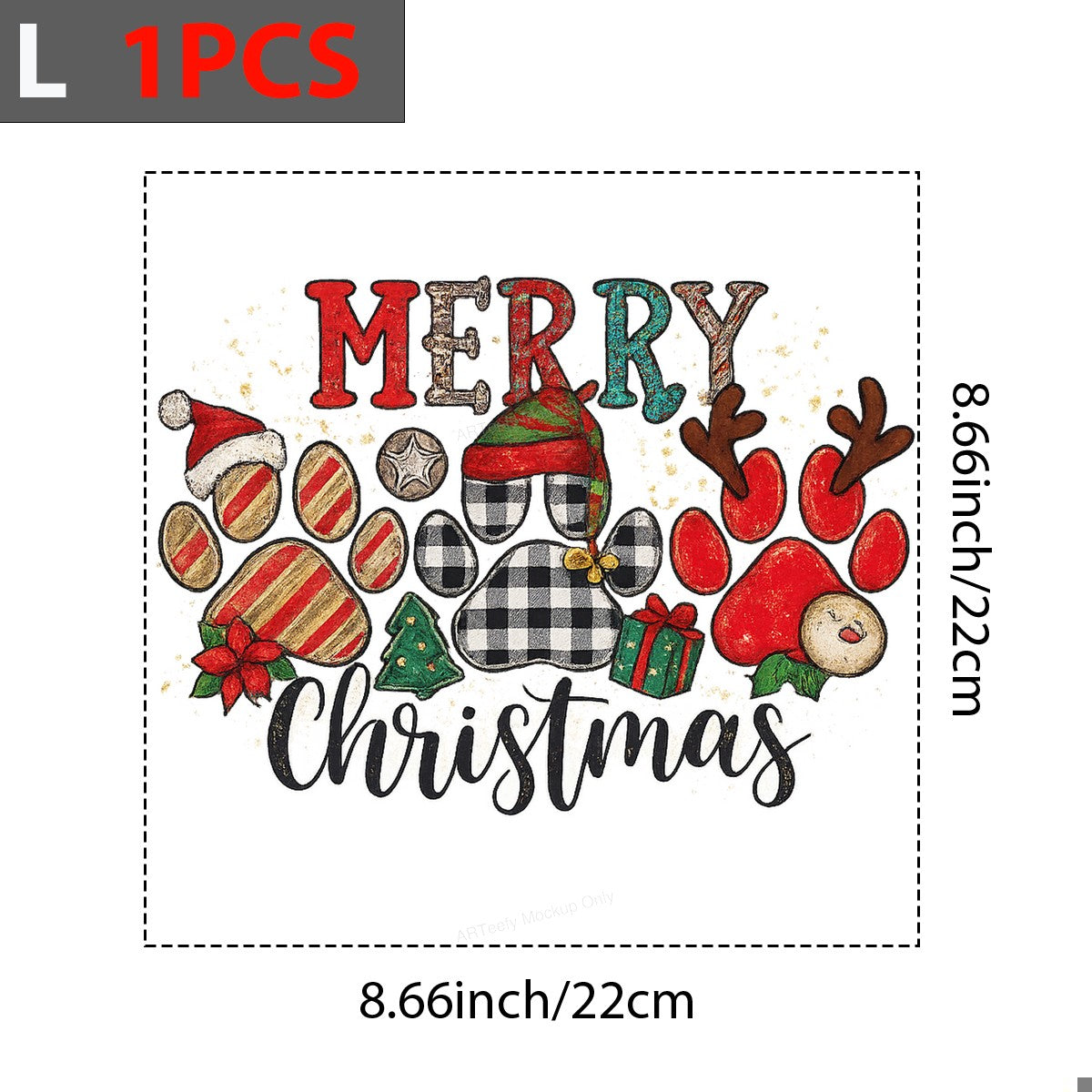 DTF Heat Transfer Iron On Sticker DTF Transfers Ready to Press Christmas Paw Print Design for Holiday T Shirts Hoodies Local Warehouse - 7