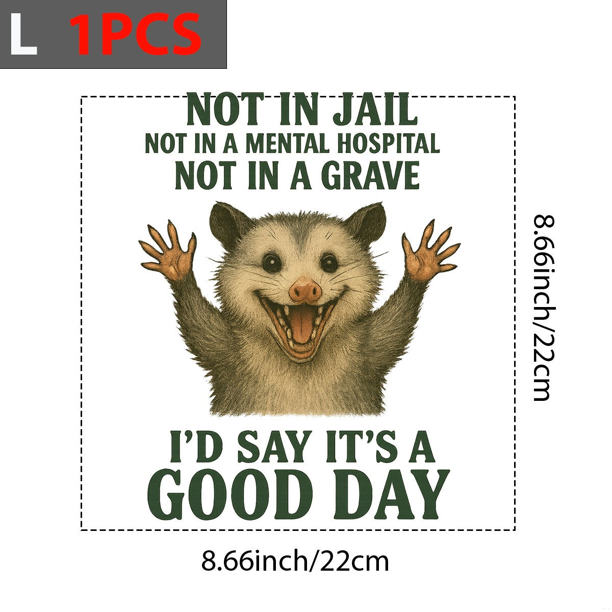 DTF Heat Transfer Iron On Sticker Funny Opossum Saying It Is a Good Day Graphic for T Shirts Hoodies Bags and Halloween Home Decor - 7