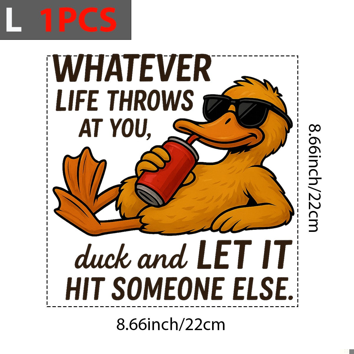 DTF Heat Transfer Iron On Sticker Relaxed Duck with Sunglasses and Soda for Casual Apparel Home Decor and Quirky Gift Ideas - 7