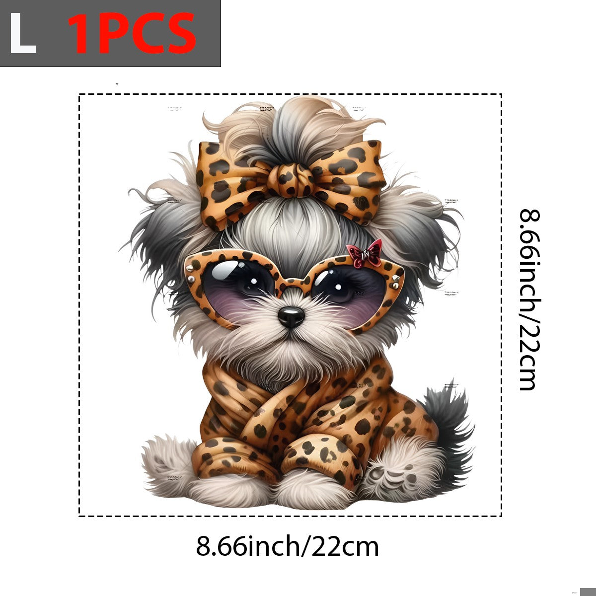 DTF Heat Transfer Iron On Sticker Cute Shih Tzu Puppy in Leopard Print Outfit for Animal Lovers Apparel Bags Jackets and Home Decor - 7
