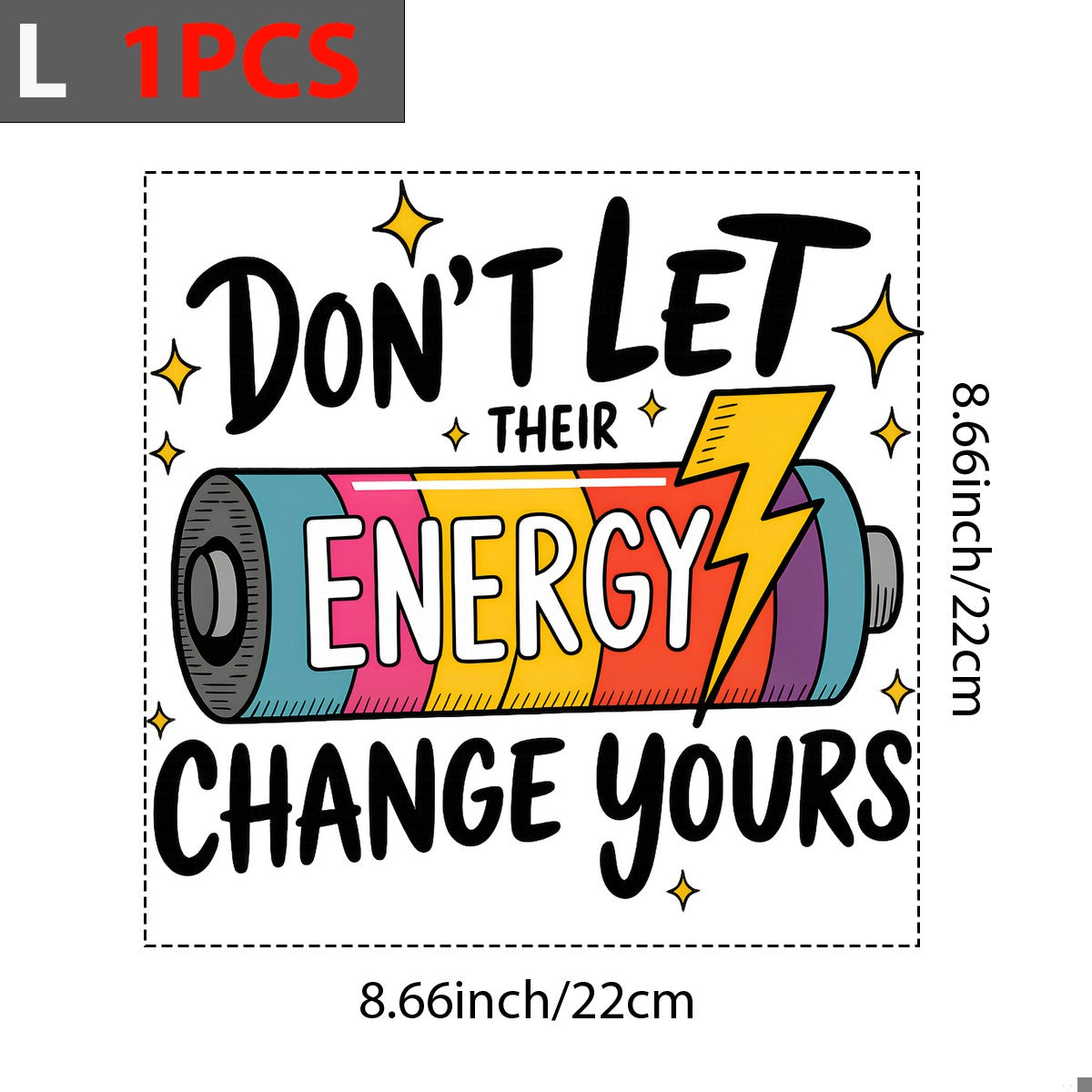 DTF Heat Transfer Iron On Sticker Vibrant Battery Energy Graphic for Motivational T Shirts Hoodies Bags and Home Decor - 7