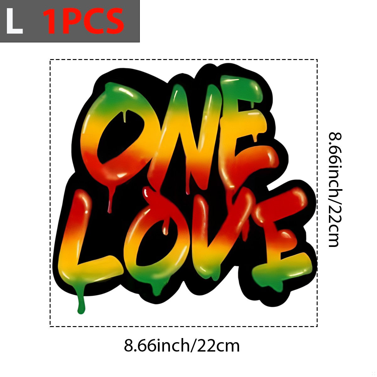 DTF Heat Transfer Iron On Sticker One Love Dripping Graffiti in Vibrant Yellow Green Red for Halloween Party Favors T Shirts Hoodies Bags and Home Decor - 7