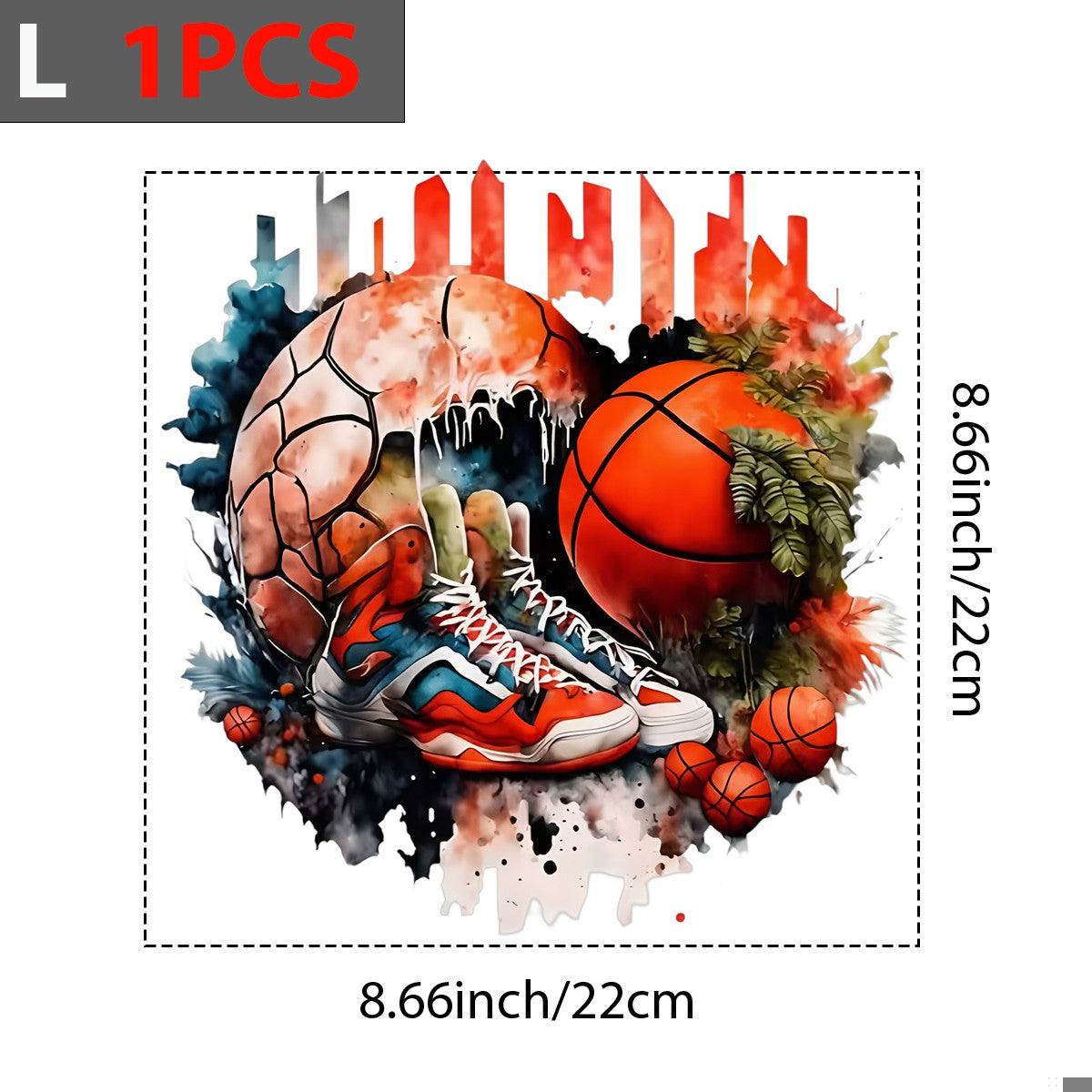 DTF Heat Transfer Iron On Sticker Basketball Skull and City Skyline Graphic for Halloween Decorations T Shirts Hoodies and Home Decor - 7