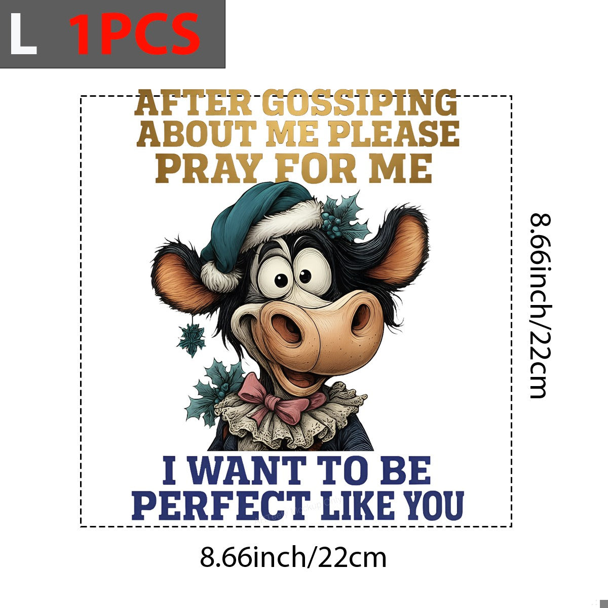 DTF Heat Transfer Iron On Sticker Iron On Transfers for T Shirts Funny Cow Cartoon Character Inspired Design Christmas Holiday Theme Local Warehouse - 7