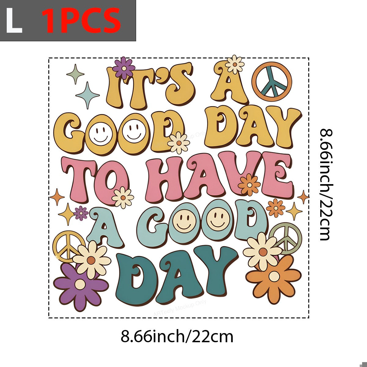 DTF Heat Transfer Iron On Sticker Iron On Transfers for T Shirts Retro Colorful Peace Flower Smiley Design for Casual Wear Local Warehouse - 7