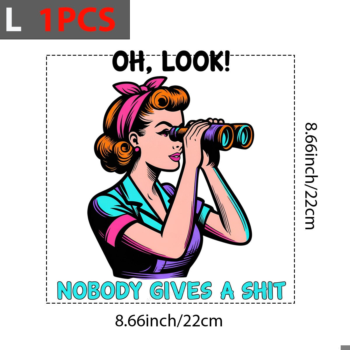 DTF Heat Transfer Iron On Sticker Iron On Transfers for T Shirts Retro Pop Art Woman with Binoculars Sassy Statement Fashion Forward Clearance - 7