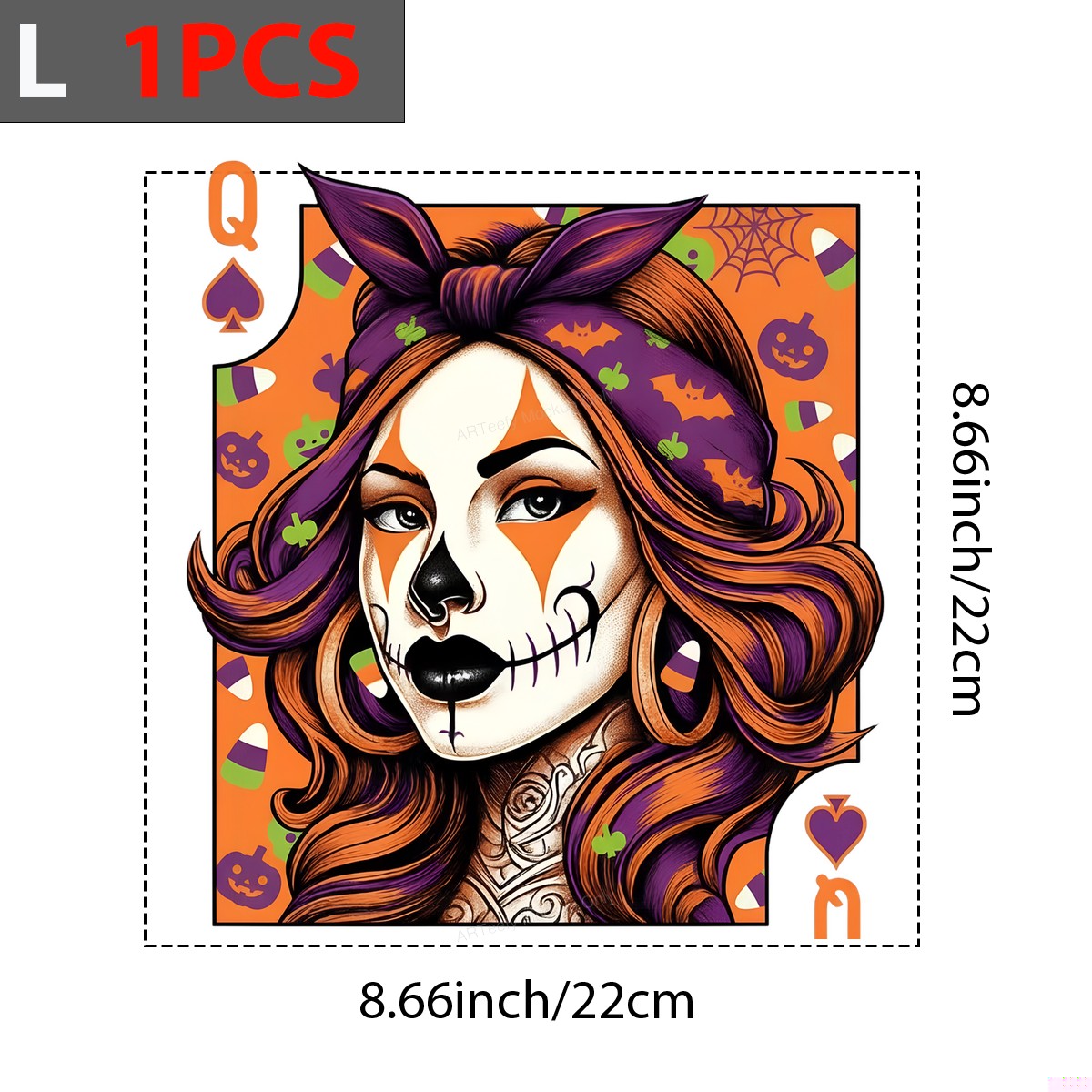 DTF Heat Transfer Iron On Sticker Heat Transfers Ready to Press Halloween Queen Card Design for T Shirts Local Warehouse - 7