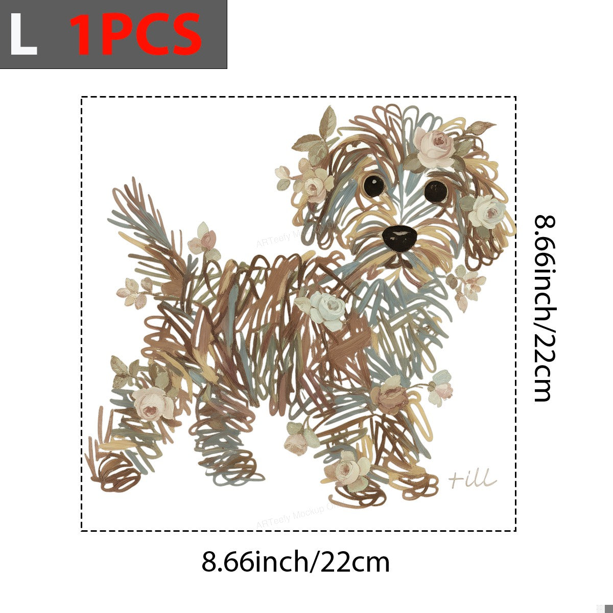 DTF Heat Transfer Iron On Sticker DTF Transfers Ready to Press Floral Dog Sketch Art for T Shirts Hoodies Local Warehouse Clearance - 7