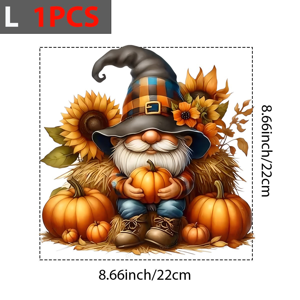 DTF Heat Transfer Iron On Sticker Heat Transfer Designs Ready to Press Autumn Gnome with Pumpkin Sunflower for Fall Decorations Local Warehouse - 7