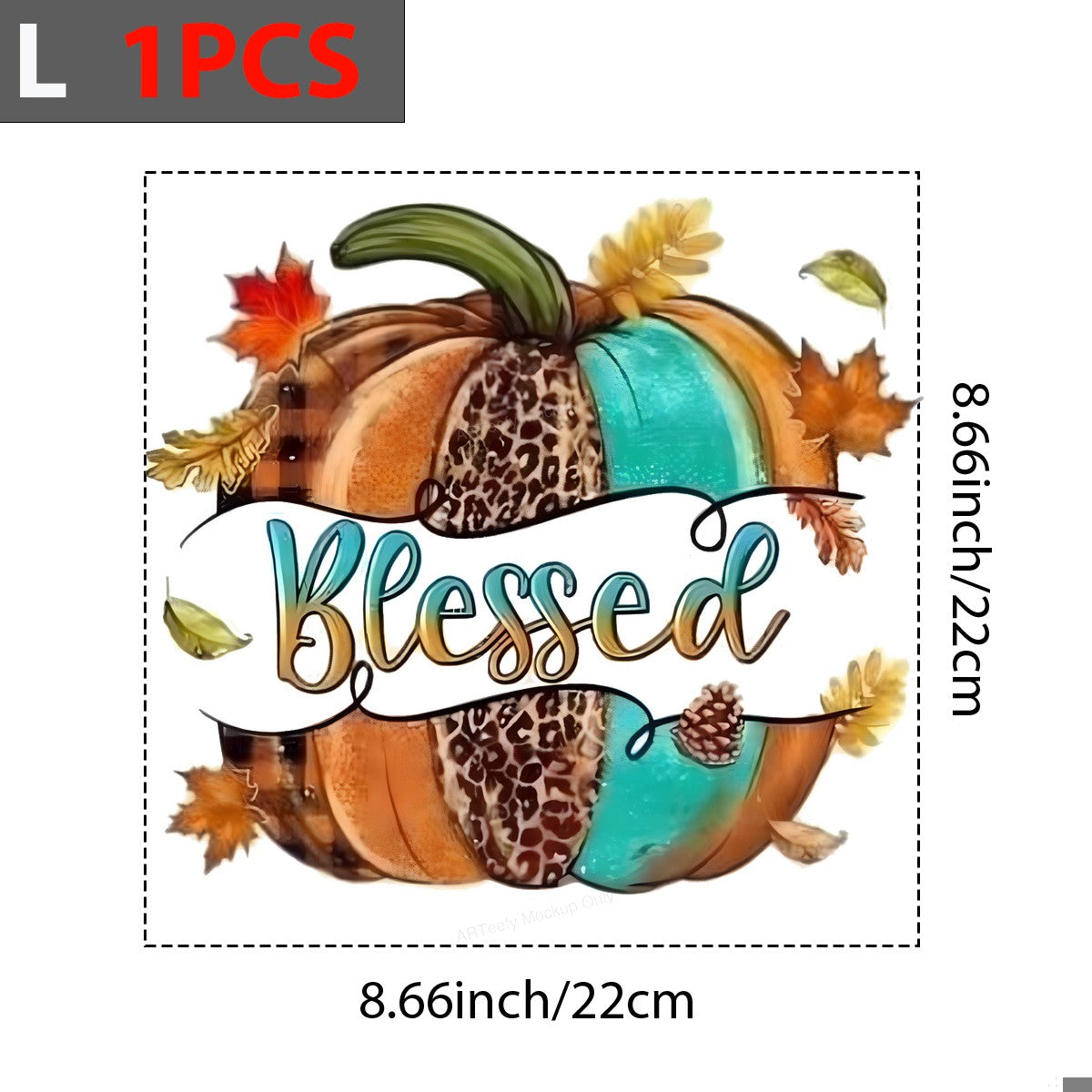 DTF Heat Transfer Iron On Sticker Heat Transfer Designs Ready to Press Blessed Pumpkin with Leopard Print Fall Theme for Thanksgiving Apparel Local Warehouse - 7