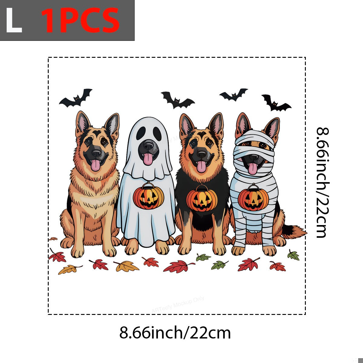 DTF Heat Transfer Iron On Sticker Iron On Transfers for T Shirts Halloween German Shepherd Ghost Mummy Design for Party Wear Local Warehouse - 7