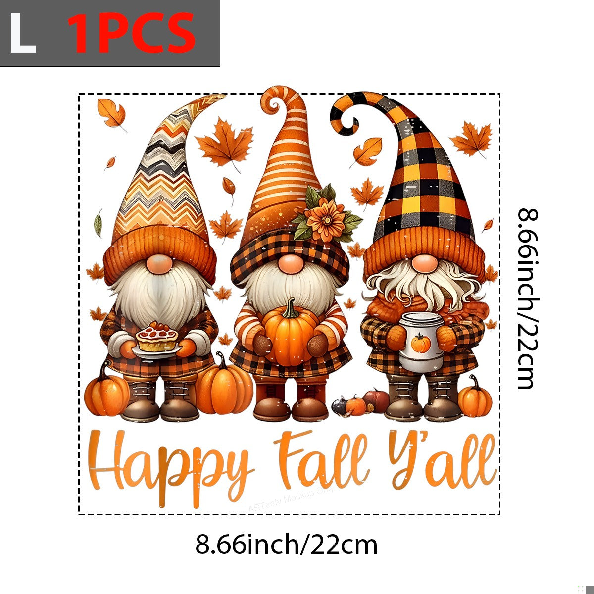 DTF Heat Transfer Iron On Sticker Heat Transfer Designs Ready to Press Autumn Gnomes with Pumpkins and Leaves for Fall Home Decor Clearance - 7