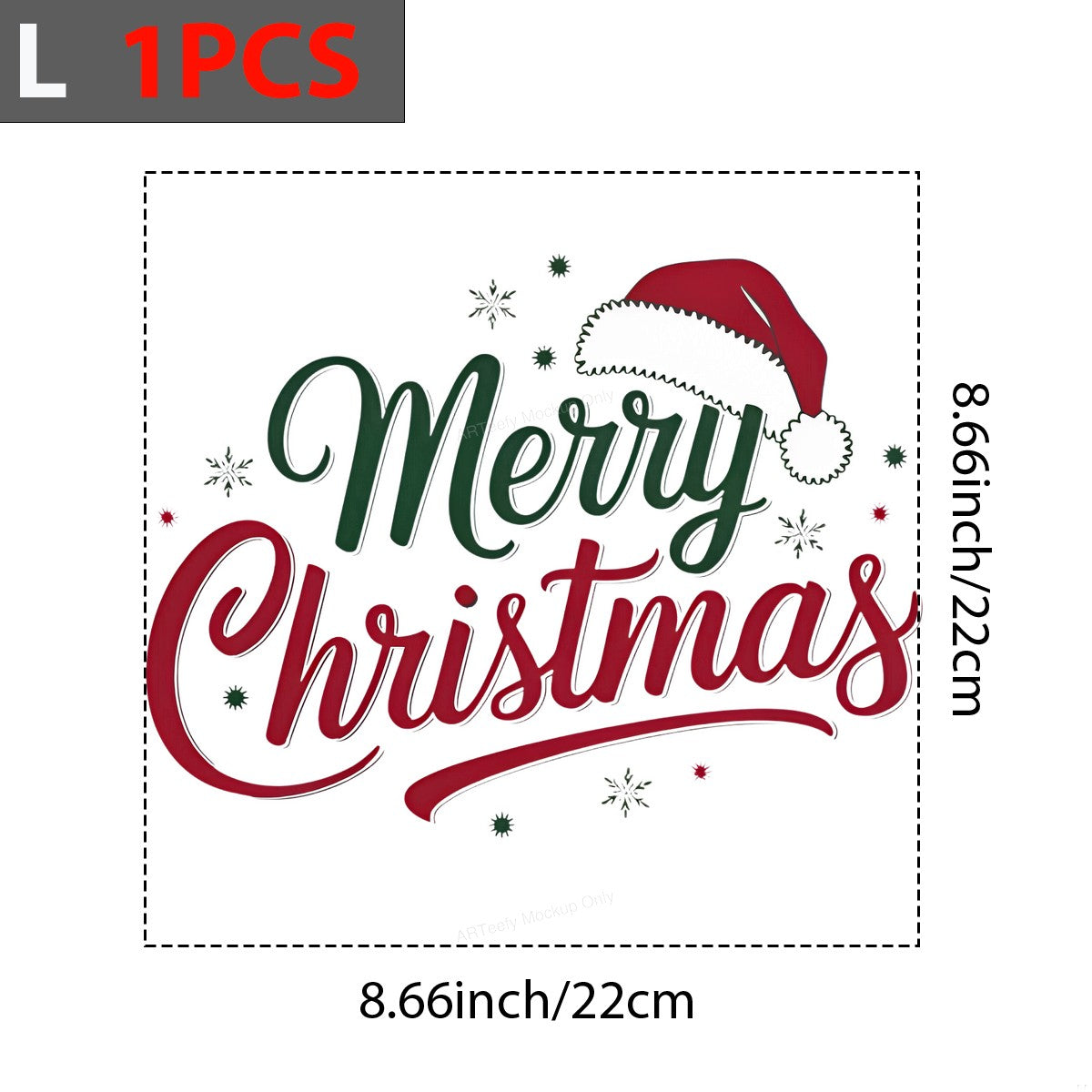 DTF Heat Transfer Iron On Sticker Heat Transfer Designs Ready to Press Merry Christmas Lettering with Santa Hat for Holiday Apparel Decorations Clearance - 7