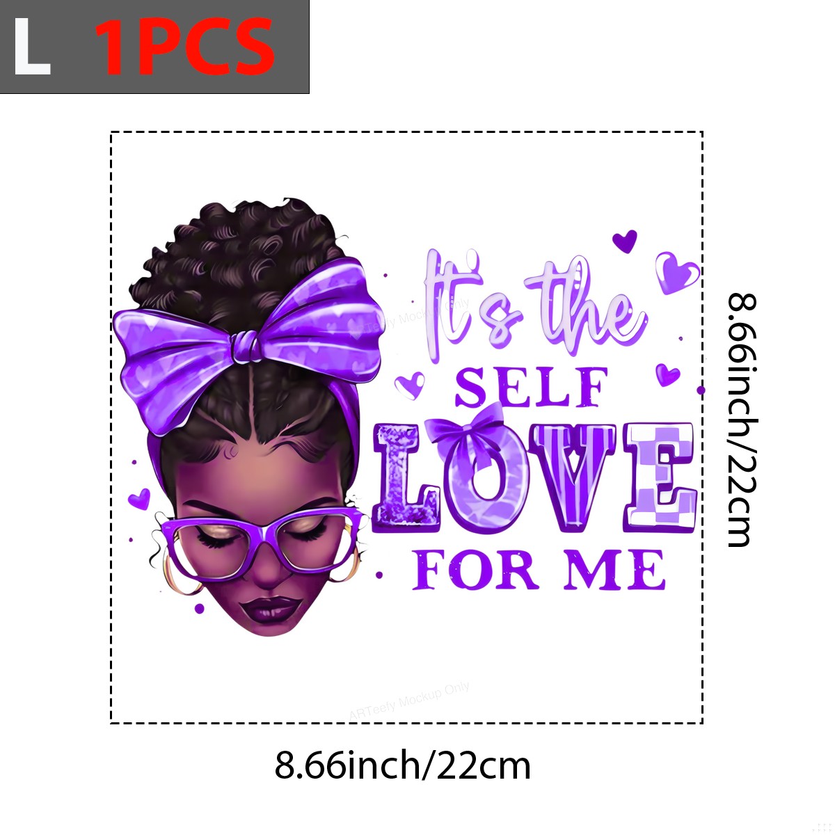 DTF Heat Transfer Iron On Sticker Iron On Transfers for T Shirts Purple Bow Self Love Lettering Designs for Apparel Halloween Clearance - 7