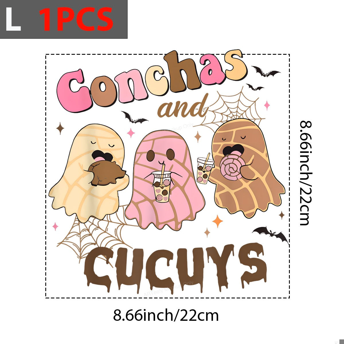 DTF Heat Transfer Iron On Sticker Iron On Transfers for T Shirts Conchas and Cucuy Ghosts Halloween Party Theme for Apparel Local Warehouse - 7