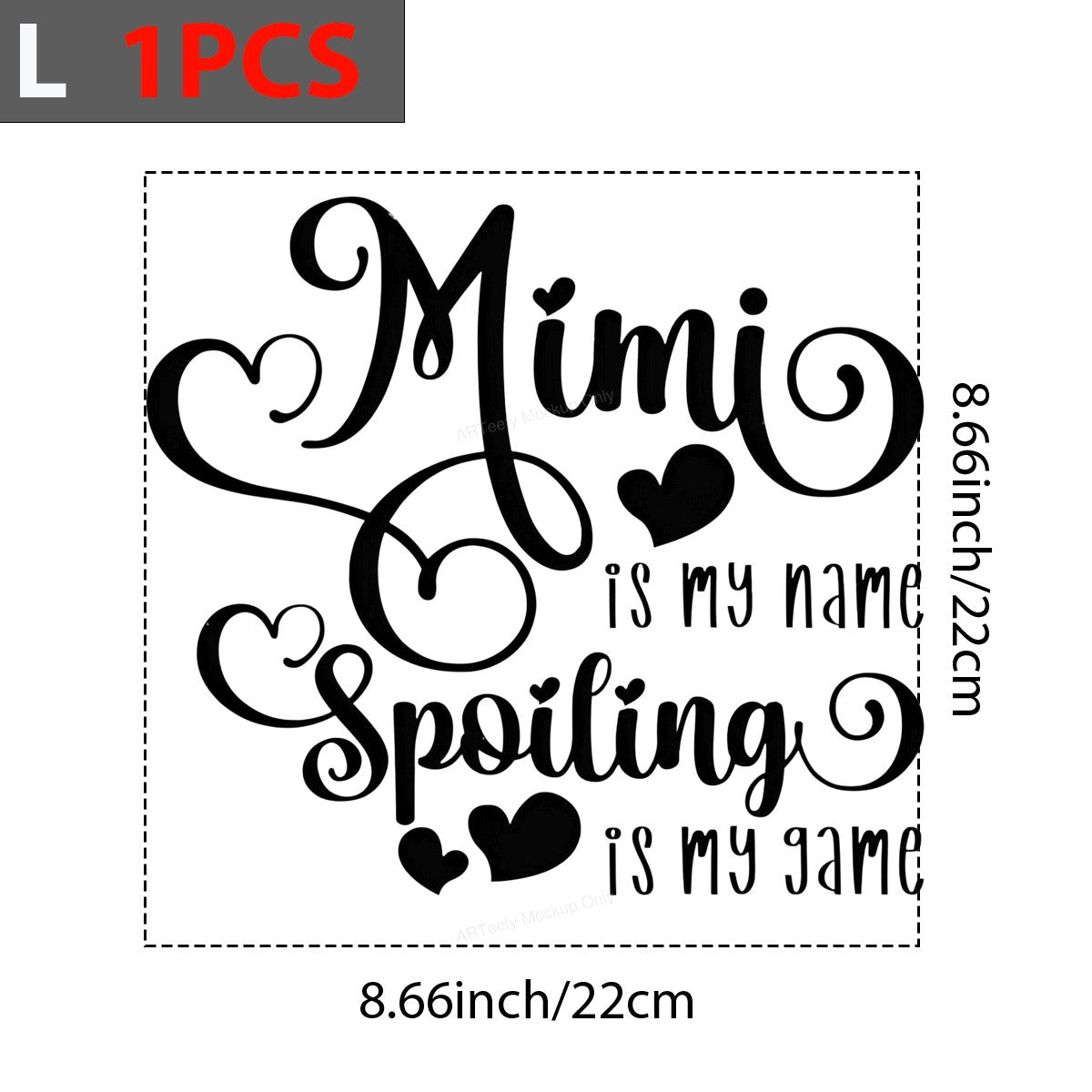 DTF Heat Transfer Iron On Sticker Iron On Transfers for T Shirts Mimi Lettering with Heart Designs for Fun Casual Wear Local Warehouse - 7