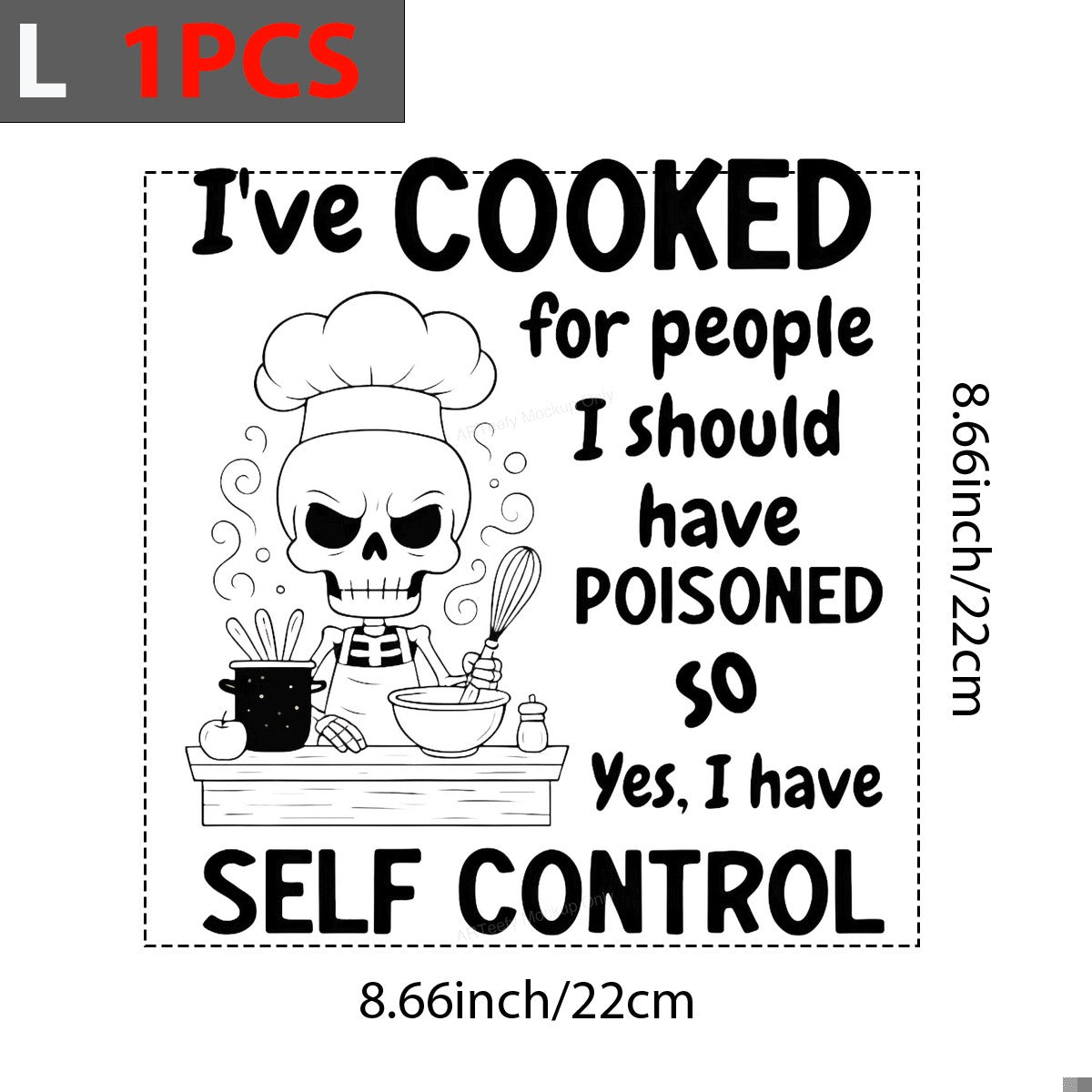 DTF Heat Transfer Iron On Sticker Iron On Transfers for T Shirts Funny Skull Chef Cooking Theme Halloween Iron On Heat Transfers for Apparel Local Warehouse - 7
