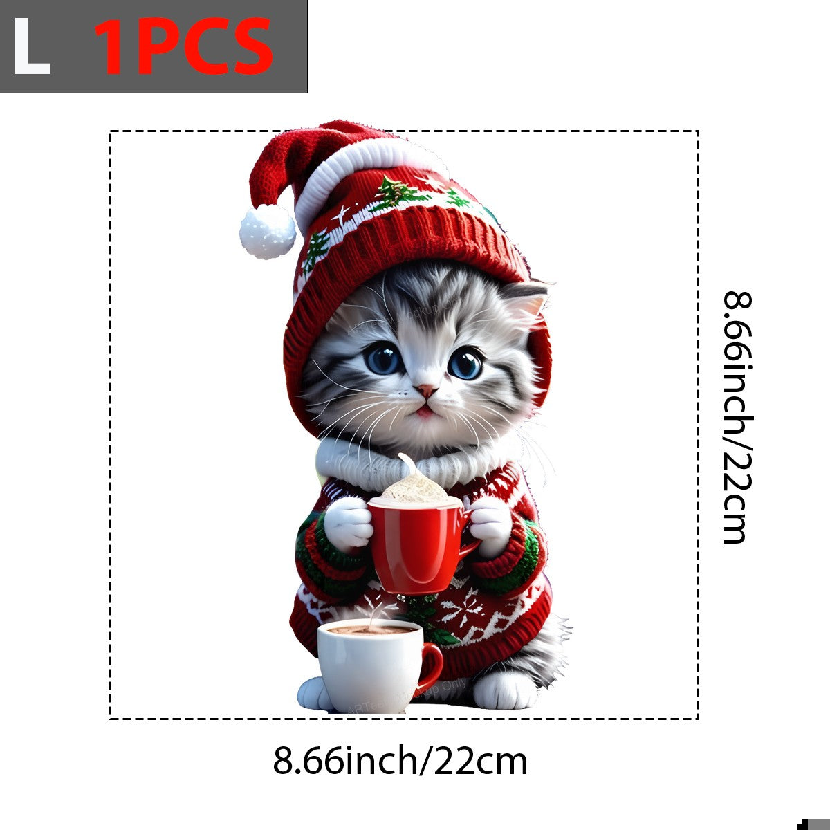DTF Heat Transfer Iron On Sticker Iron On Transfers for T Shirts Christmas Cute Kitten in Santa Hat Design Heat Press Ready Local Warehouse - 7