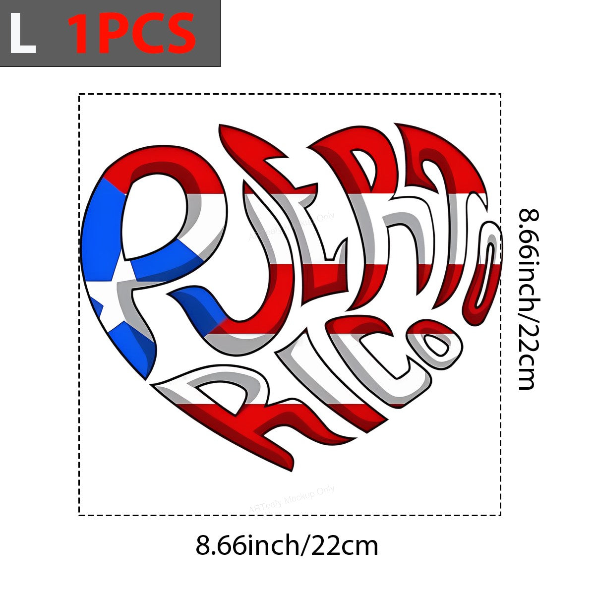 DTF Heat Transfer Iron On Sticker DTF Transfers Ready to Press Puerto Rico Flag Heart Design for T Shirts Hoodies Vintage Merchandise Local Warehouse - 7