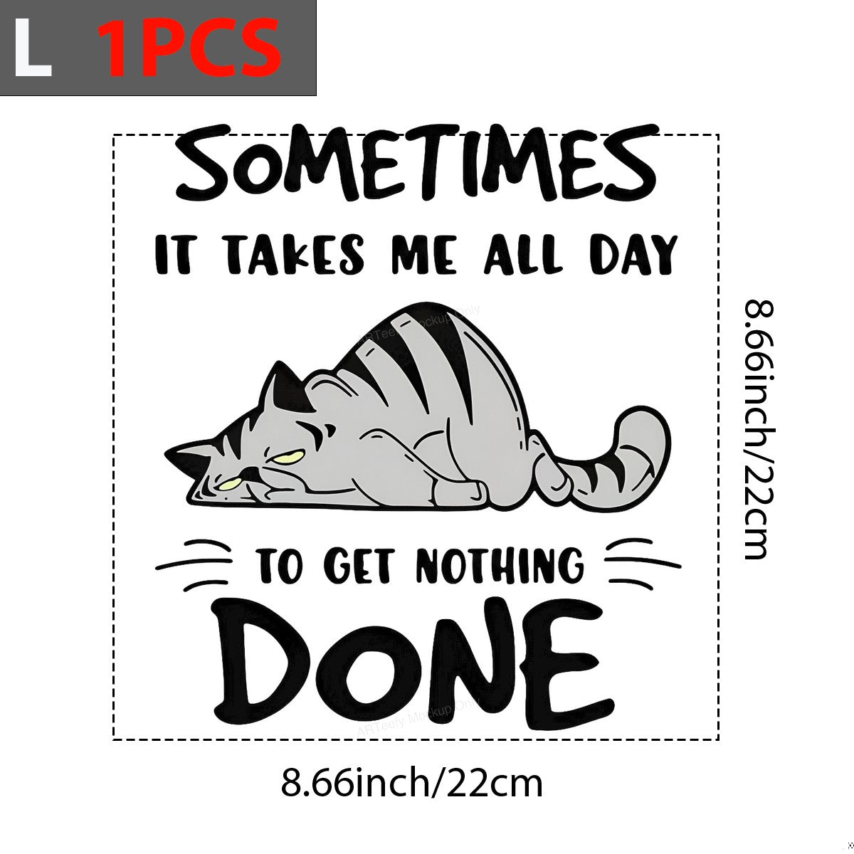 DTF Heat Transfer Iron On Sticker Iron On Transfers for T Shirts Lazy Cat Cartoon Character Inspired Design for Casual Wear Local Warehouse Clearance - 7