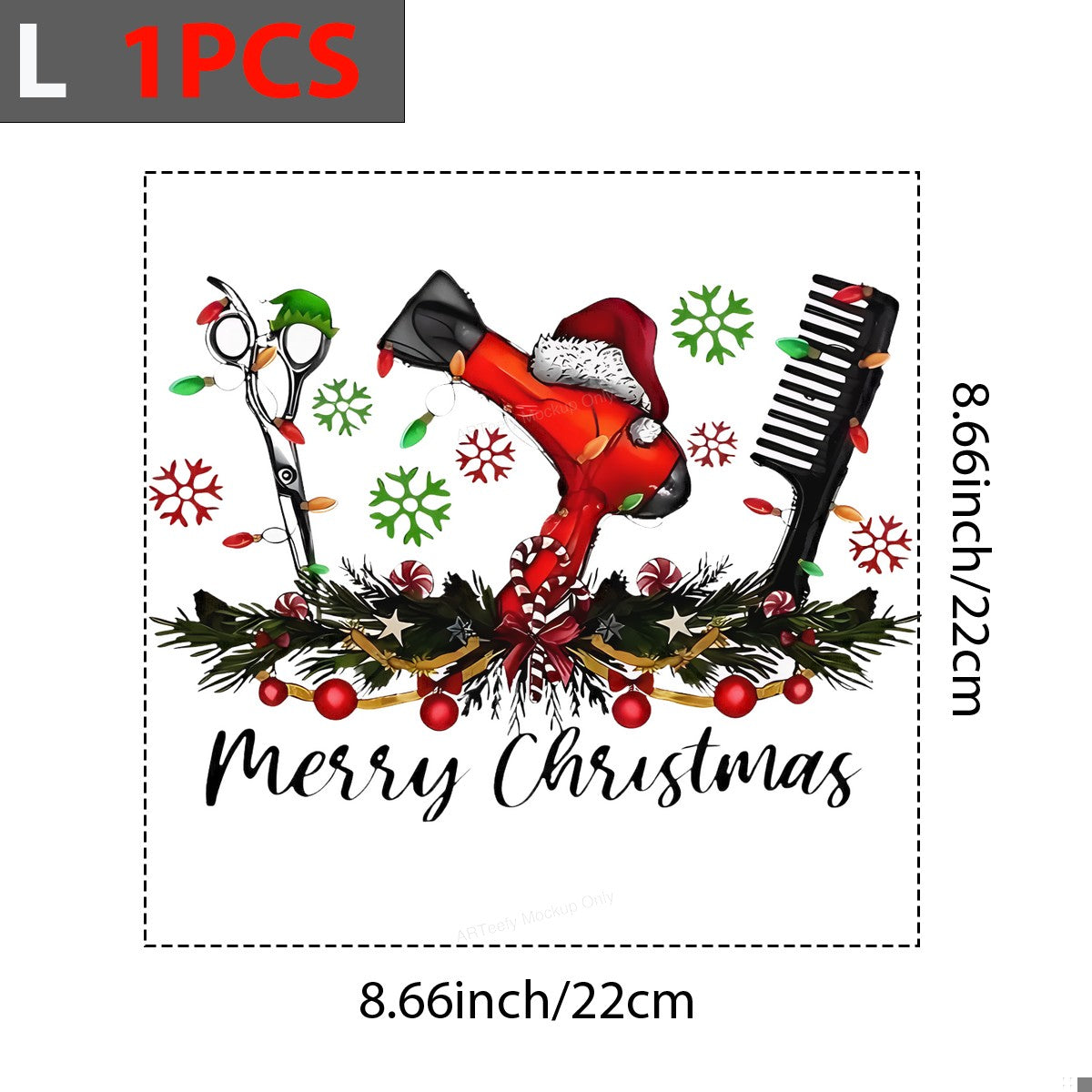 DTF Heat Transfer Iron On Sticker Heat Transfer Designs Ready to Press Christmas Hair Salon Theme Iron On Stickers for T Shirts Hoodies Local Warehouse - 7