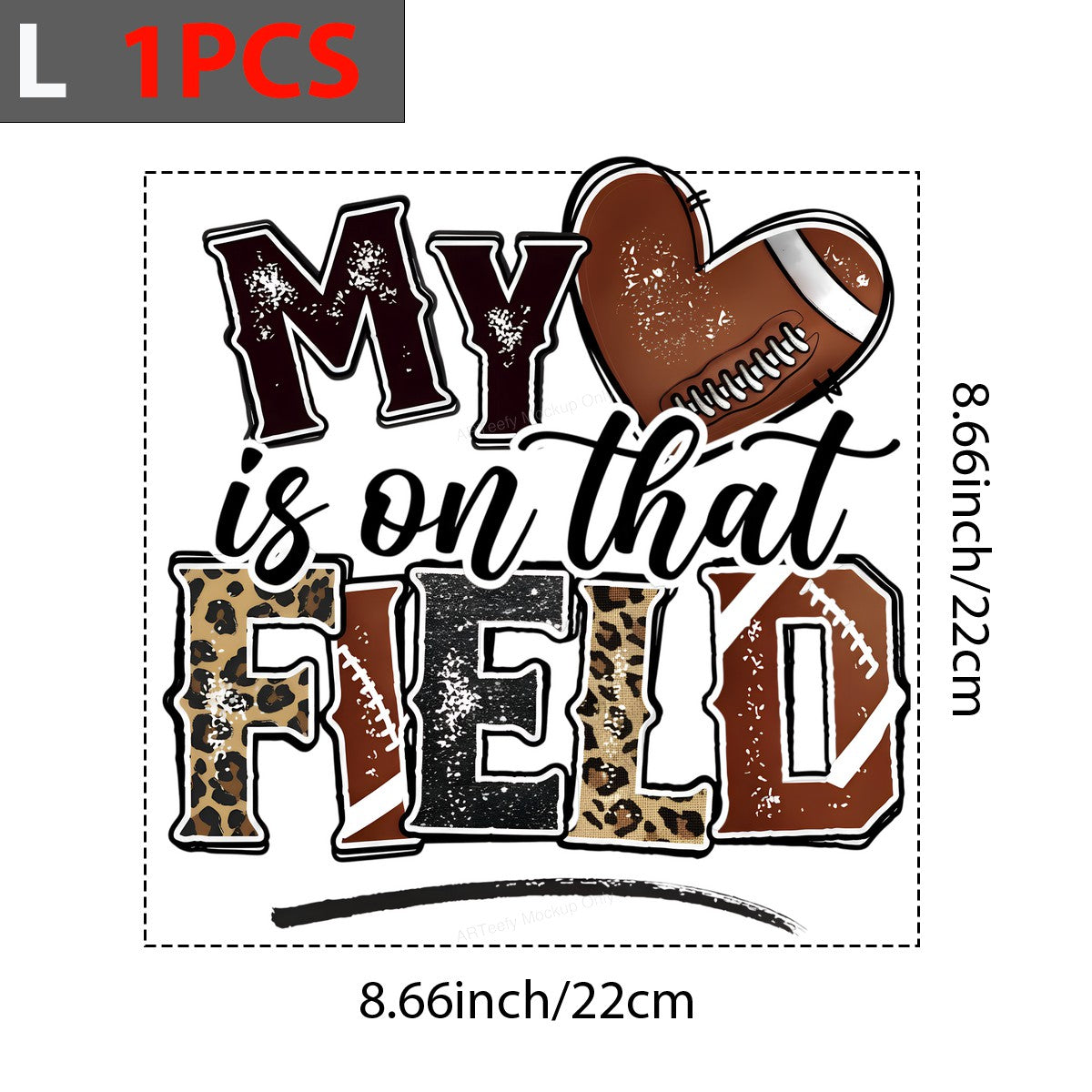 DTF Heat Transfer Iron On Sticker Iron On Heat Transfers Football Heart Leopard Print Sports Team Inspired Designs for T Shirts Hoodies Clearance Local Warehouse - 7