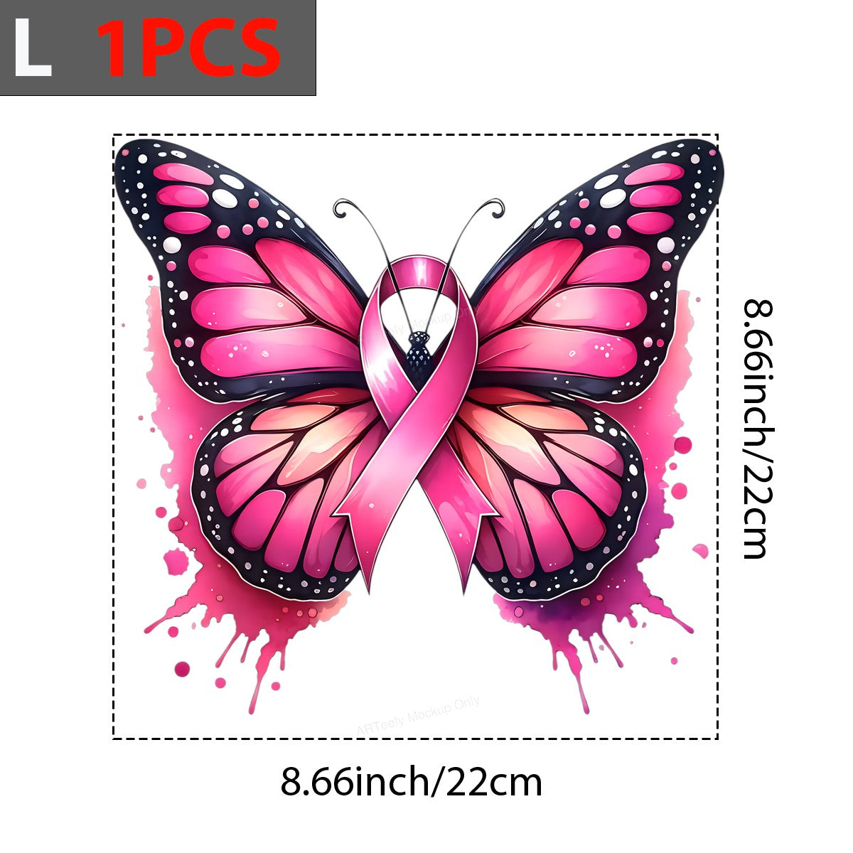 DTF Heat Transfer Iron On Sticker Iron On Heat Transfers Pink Butterfly Breast Cancer Awareness for T Shirts Hoodies Local Warehouse - 7