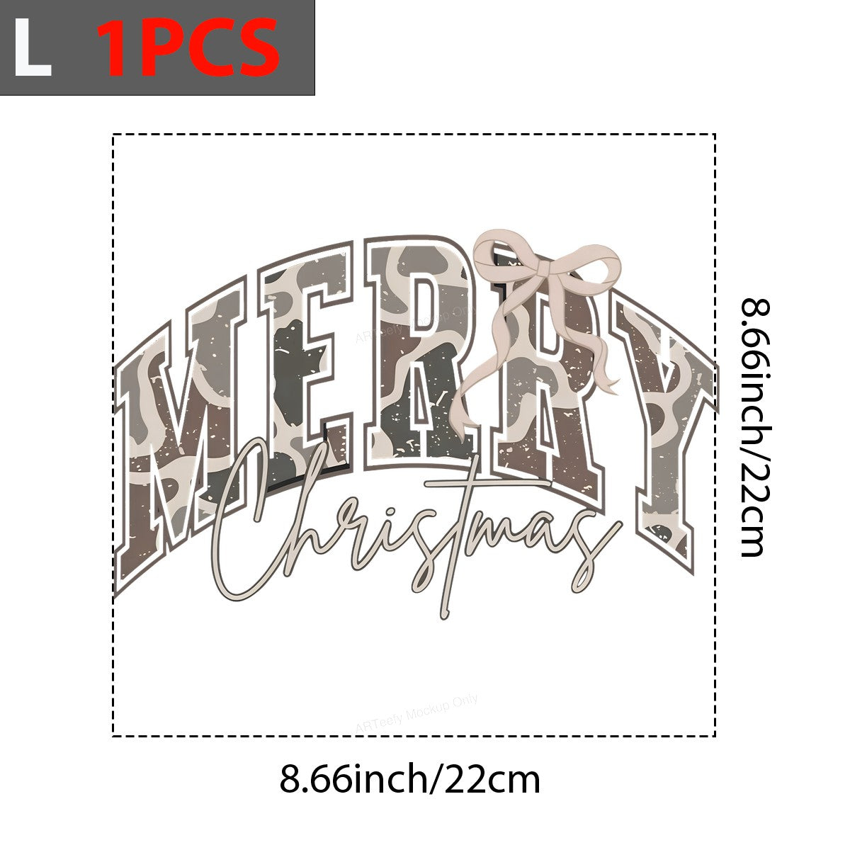DTF Heat Transfer Iron On Sticker Iron On Heat Transfers Merry Christmas Camo Style for Holiday Shirts Hoodies Local Warehouse - 7