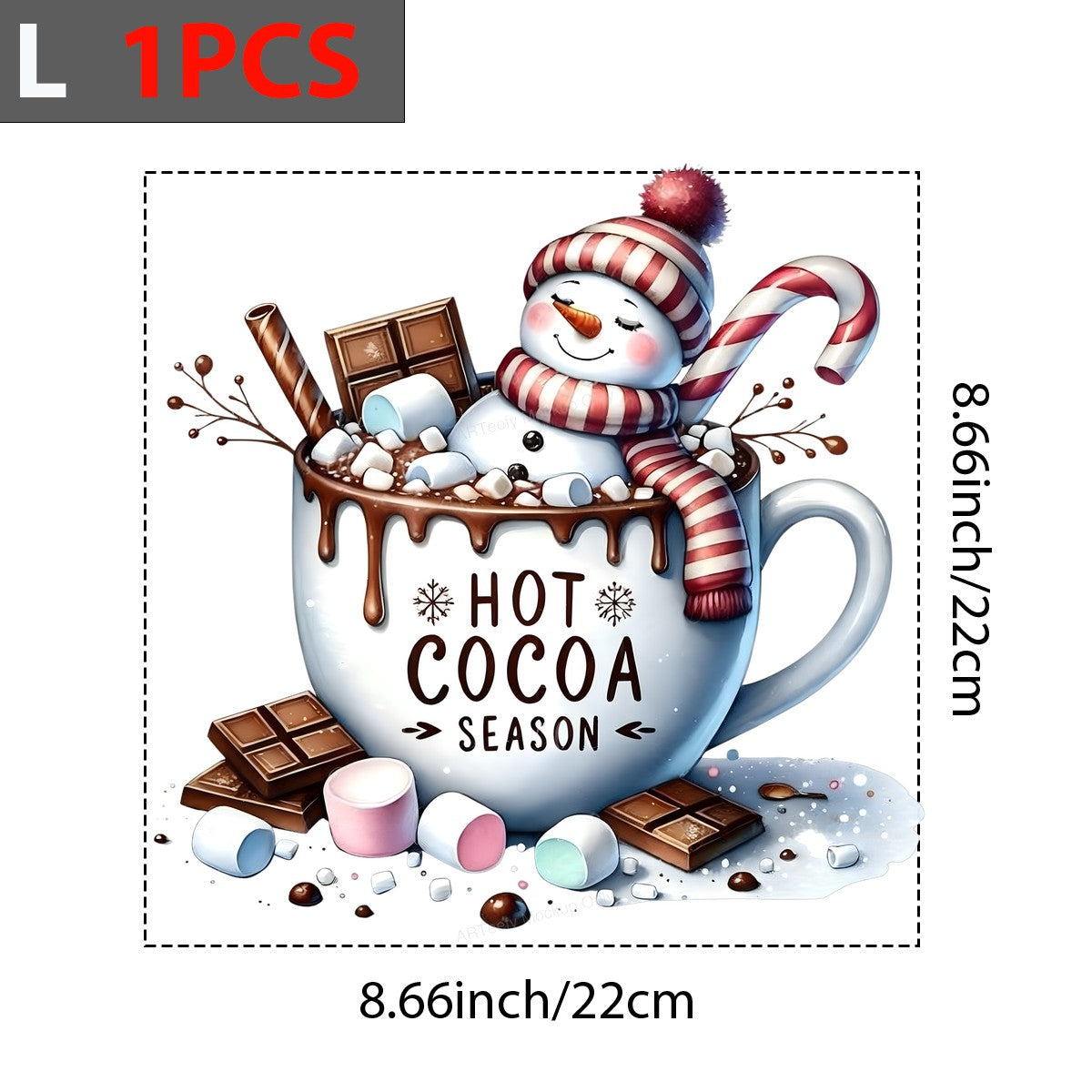DTF Heat Transfer Iron On Sticker Iron On Heat Transfers Hot Cocoa Season Snowman Mug Design Christmas Iron On Patches for T Shirts Hoodies Clearance - 7