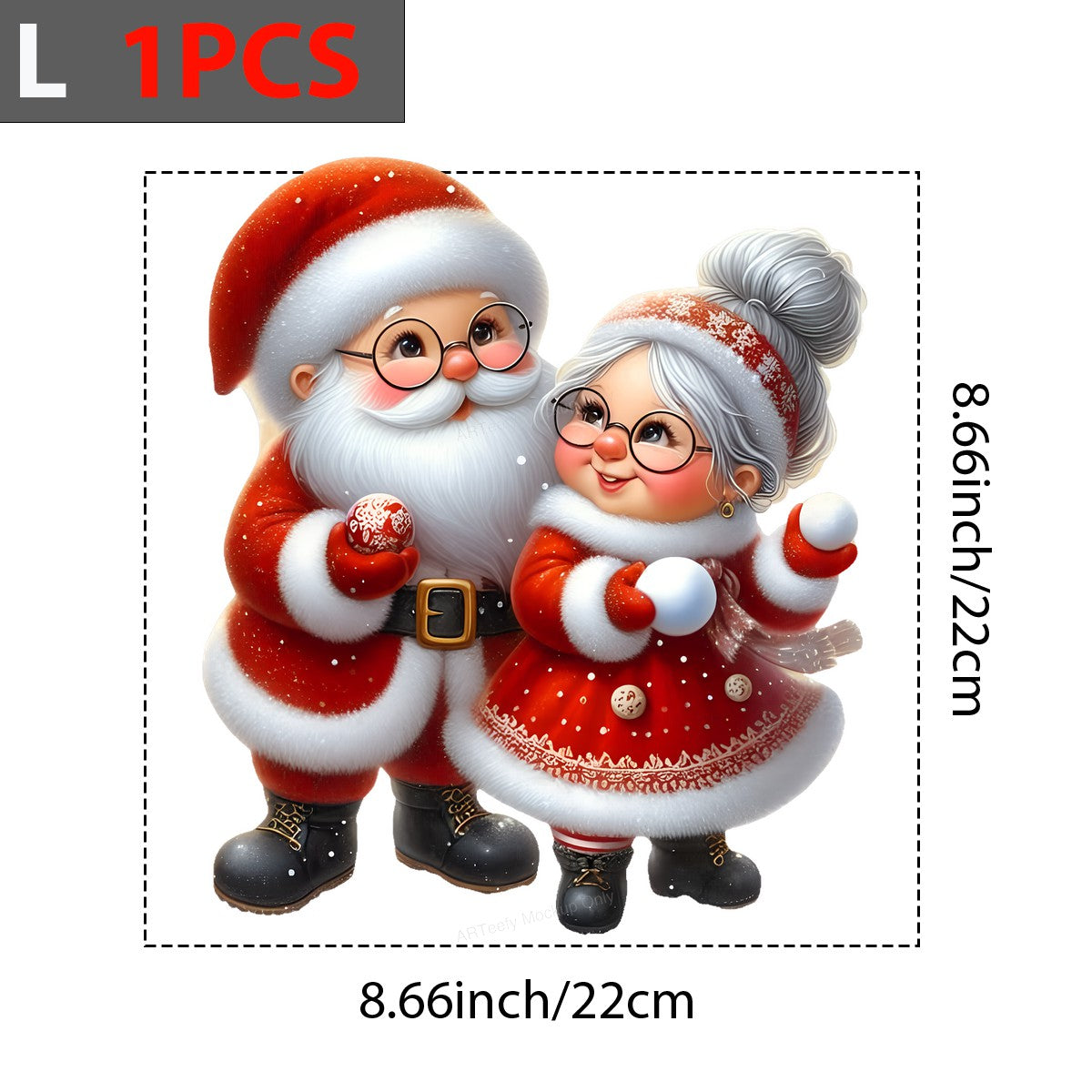 DTF Heat Transfer Iron On Sticker Heat Transfer Designs Ready to Press Christmas Santa Couple Playing Snowballs Iron On Patches for Holiday Shirts Local Warehouse - 7