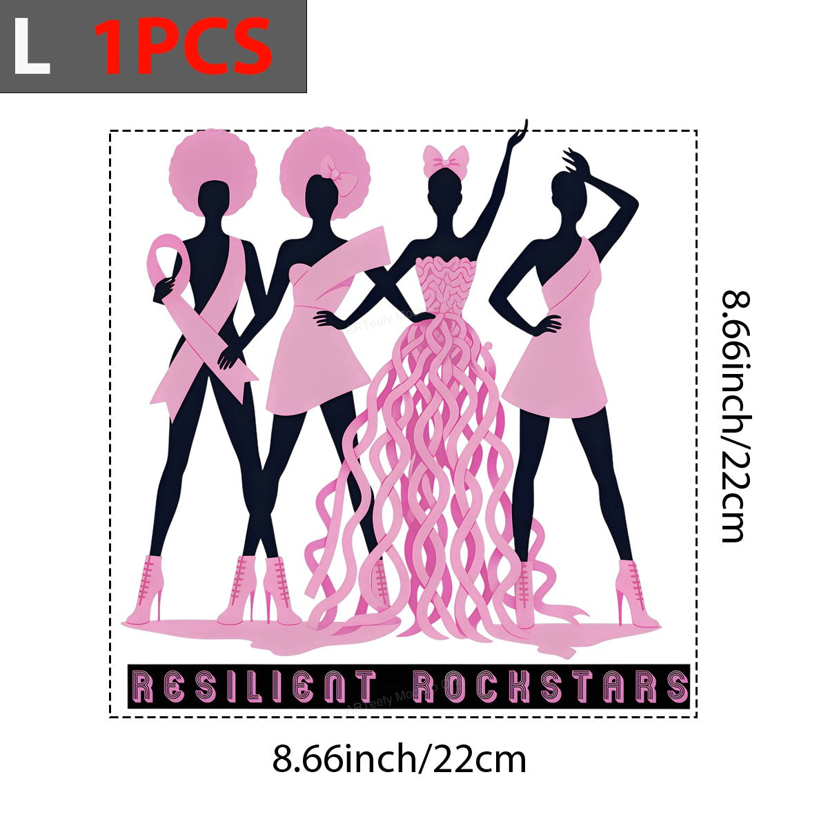 DTF Heat Transfer Iron On Sticker Iron On Heat Transfers Pink Ribbon Resilient Rockstars Design Breast Cancer Awareness Items for T Shirts Hoodies Clearance - 7