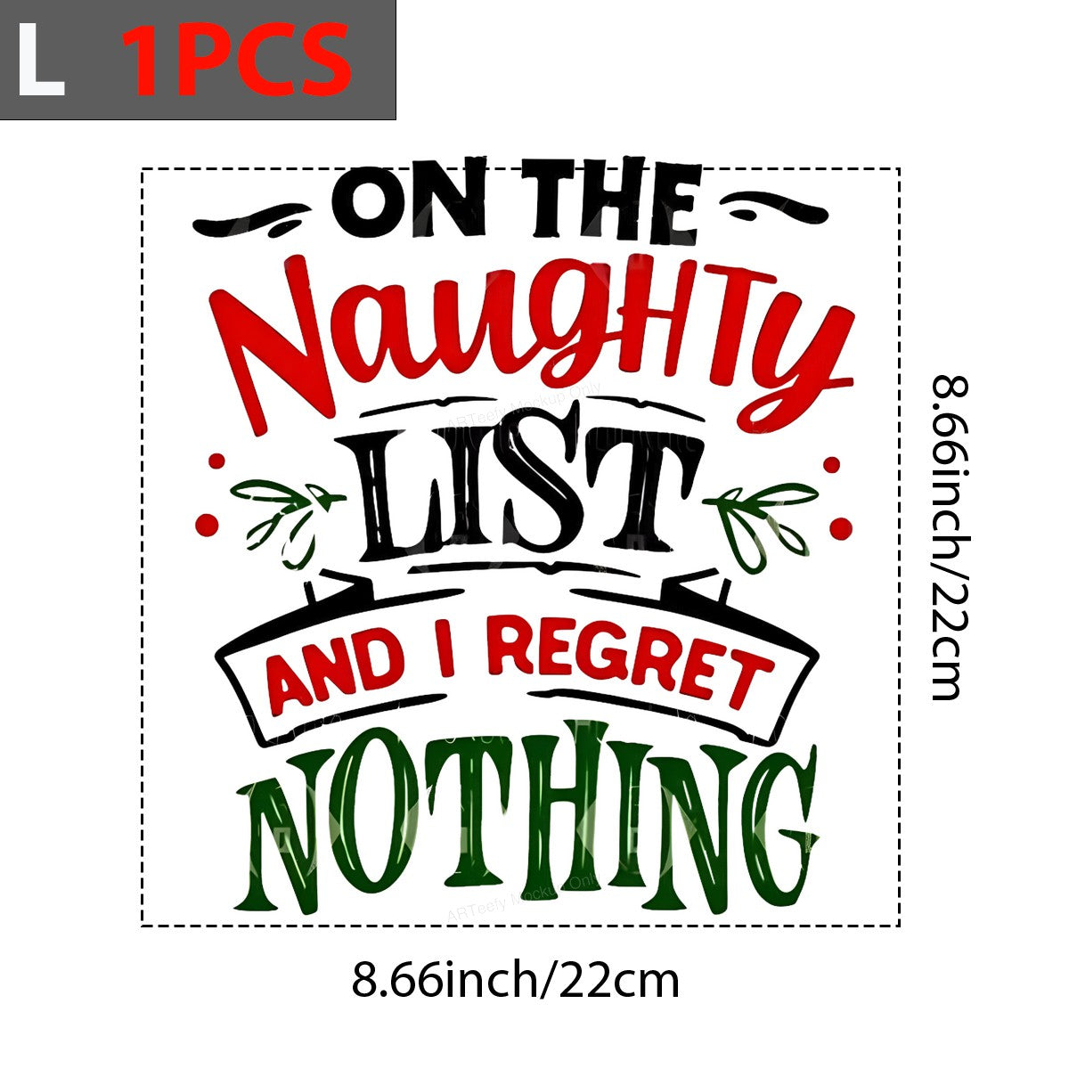 DTF Heat Transfer Iron On Sticker Iron On Heat Transfers Naughty List Christmas Theme Designs for T Shirts Hoodies Local Warehouse - 7