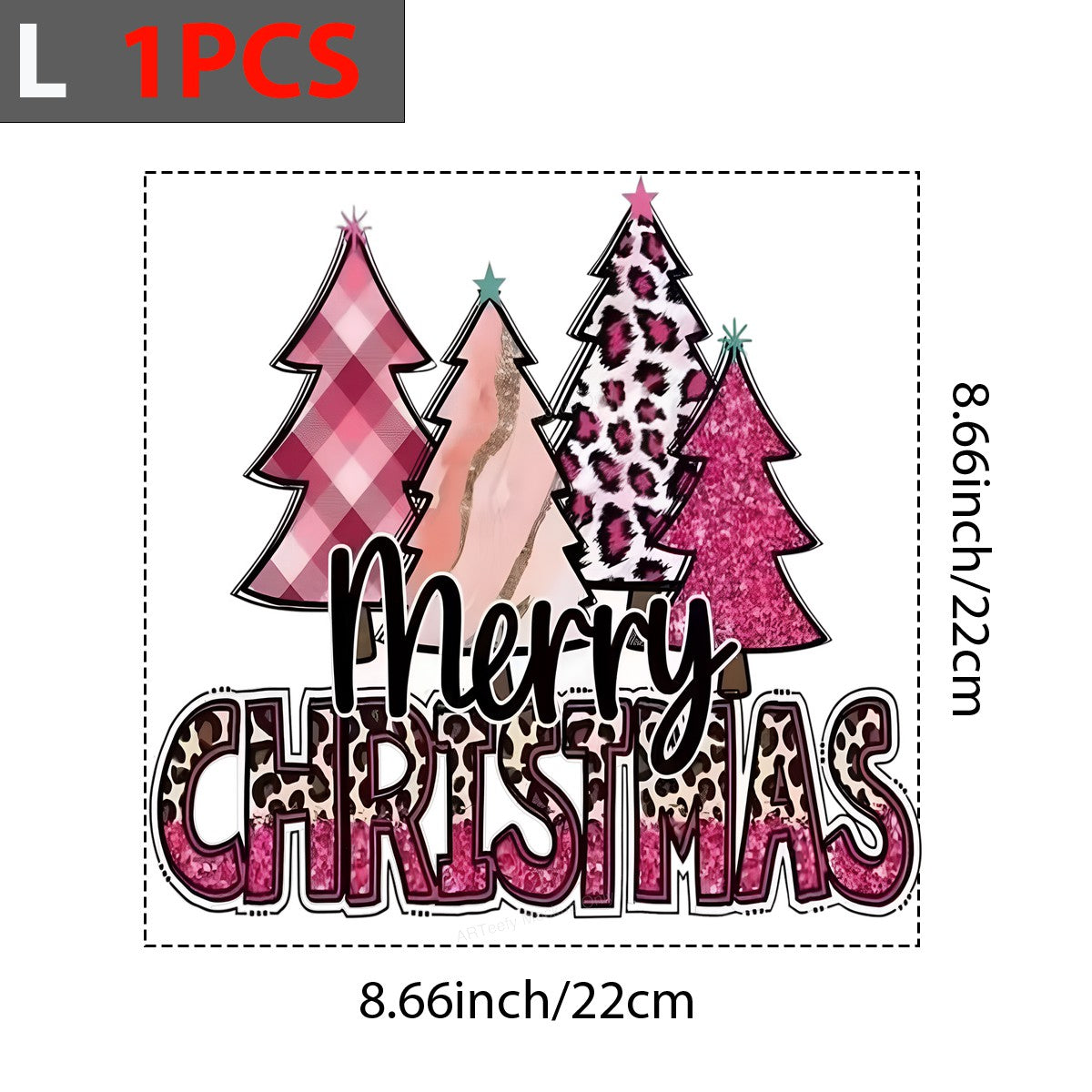DTF Heat Transfer Iron On Sticker Iron On Heat Transfers Merry Christmas Leopard Plaid Tree Design for Holiday Apparel Local Warehouse - 7