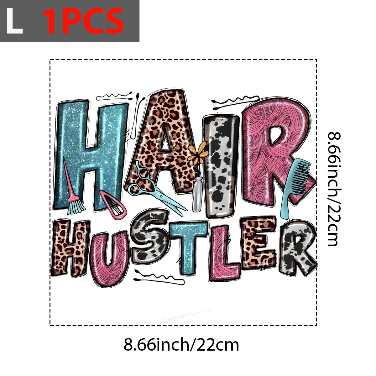 DTF Heat Transfer Iron On Sticker Iron On Heat Transfers Hair Hustler Design Leopard Print Barber Tools for T Shirts Hoodies Local Warehouse - 7