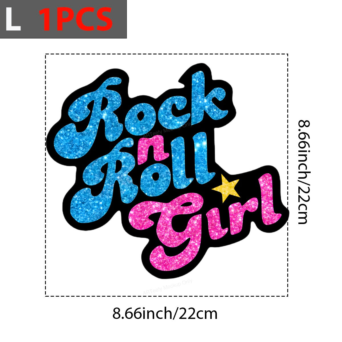 DTF Heat Transfer Iron On Sticker Iron On Heat Transfers Rock and Roll Glitter Lettering for T Shirts Hoodies Vintage Merchandise Clearance - 7