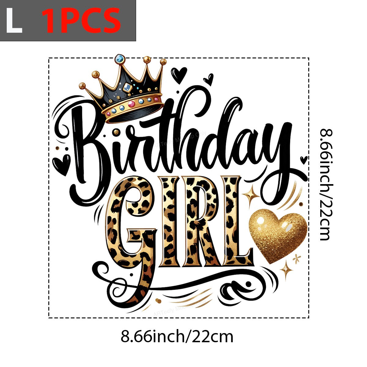 DTF Heat Transfer Iron On Sticker Iron On Heat Transfers Leopard Crown Birthday Design for Party Shirts Local Warehouse - 7