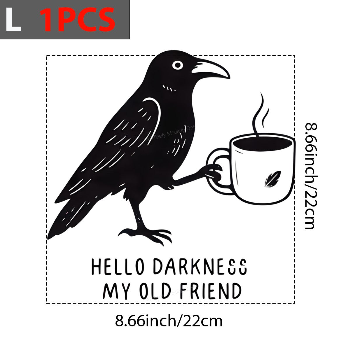 DTF Heat Transfer Iron On Sticker Iron On Heat Transfers Raven Coffee Cup Design Dark Humor Perfect Gift for T Shirts Hoodies Clearance - 7