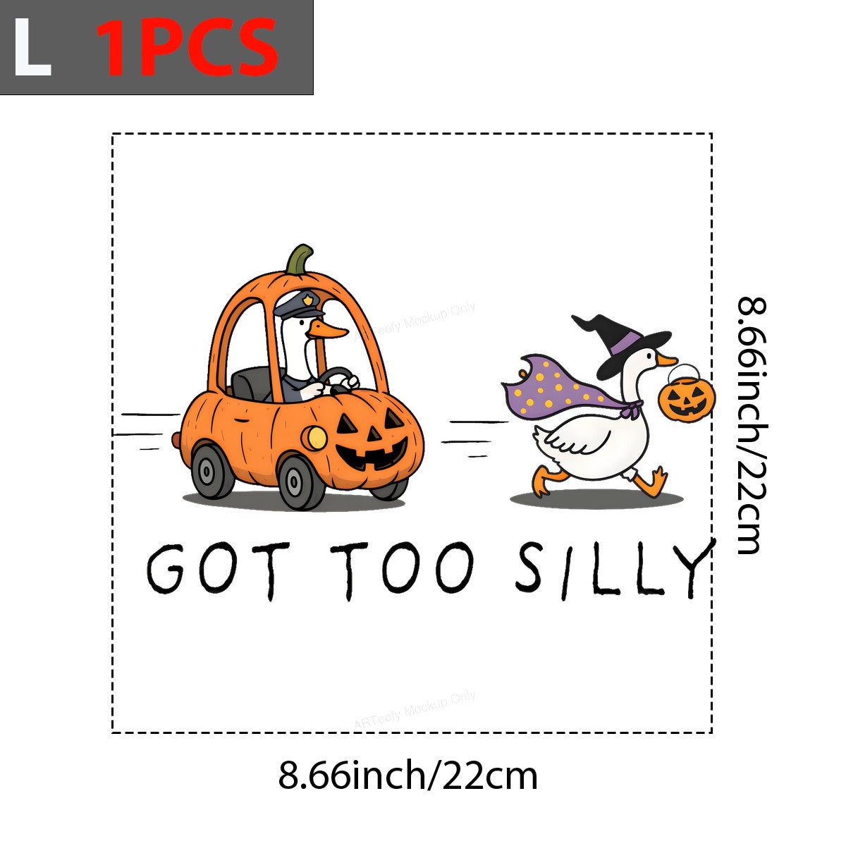 DTF Heat Transfer Iron On Sticker Iron On Heat Transfers Halloween Cartoon Goose and Pumpkin Car Design for T Shirts Local Warehouse - 7