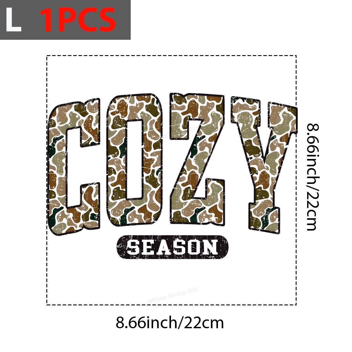 DTF Heat Transfer Iron On Sticker Iron On Heat Transfers Cozy Season Camo Style for Fall Apparel Jackets Hoodies Clearance - 7