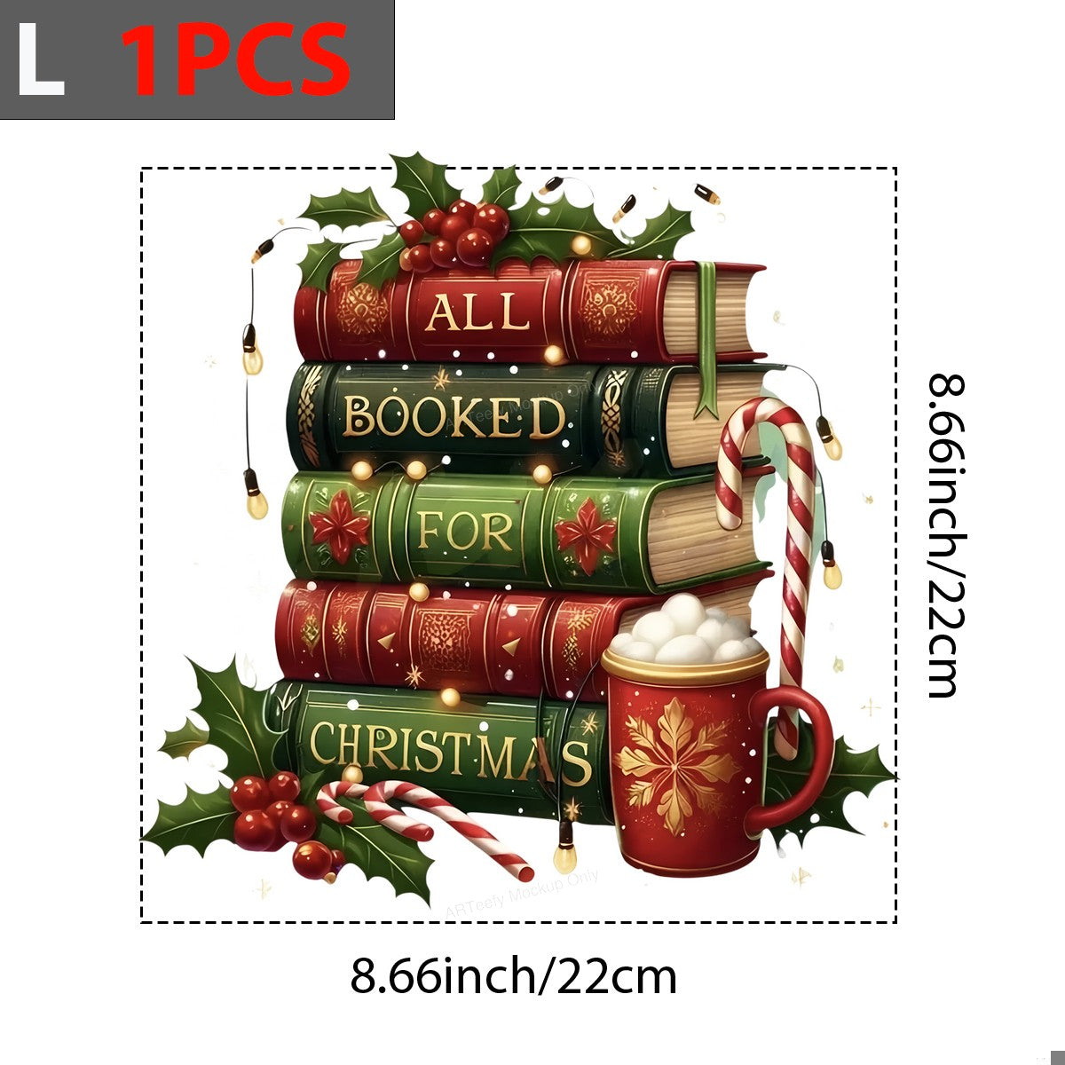 DTF Heat Transfer Iron On Sticker Iron On Heat Transfers Holiday Bookstack Design Ready to Press for Christmas Decor Apparel Gifts Clearance - 7