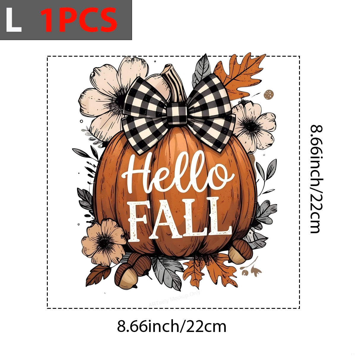 DTF Heat Transfer Iron On Sticker Iron On Heat Transfers Buffalo Plaid Bow Pumpkin with Floral Autumn Design Fall Decorations for Home T Shirts Hoodies Clearance - 7