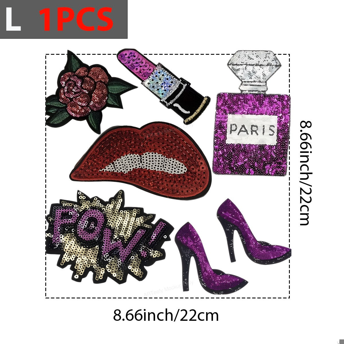 DTF Heat Transfer Iron On Sticker Iron On Transfers for T Shirts Glamorous Sequin Fashion Accessories Inspired Designs for Apparel Bags Jackets Clearance - 7