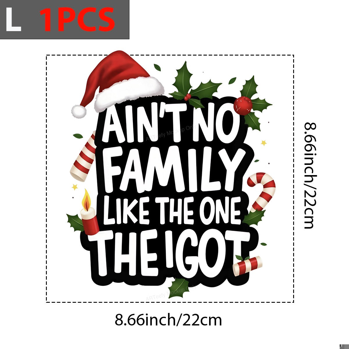 DTF Heat Transfer Iron On Sticker Iron On Heat Transfers Holiday Family Festive Design with Santa Hat Candy Canes for Christmas T Shirts Hoodies Clearance - 7